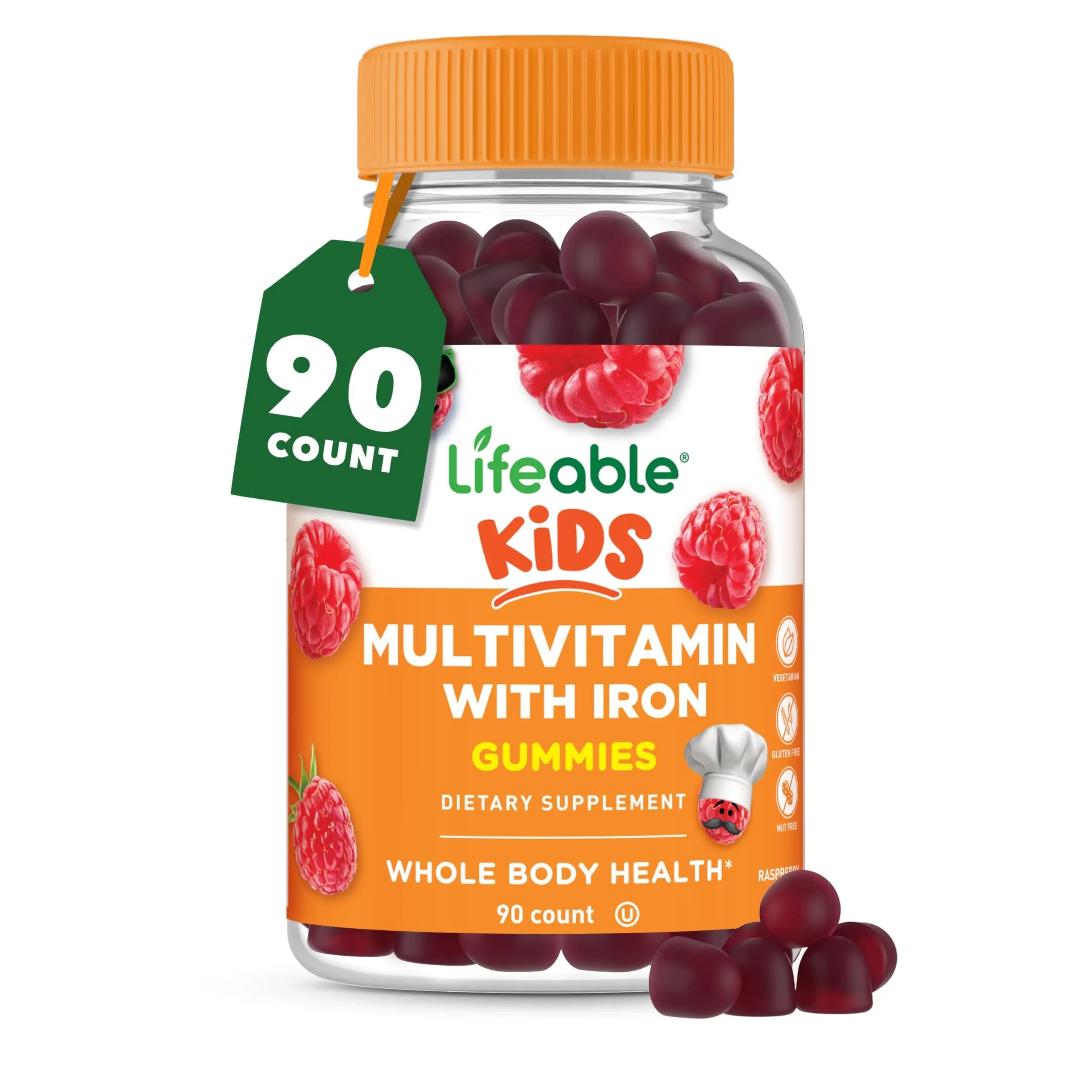 Lifeable Kids Multivitamin with Iron Gummies | Great Tasting Vitamins for Kids | Vegetarian Non-GMO Childrens Multivitamin | 90 Gummies LifeableAu supplements