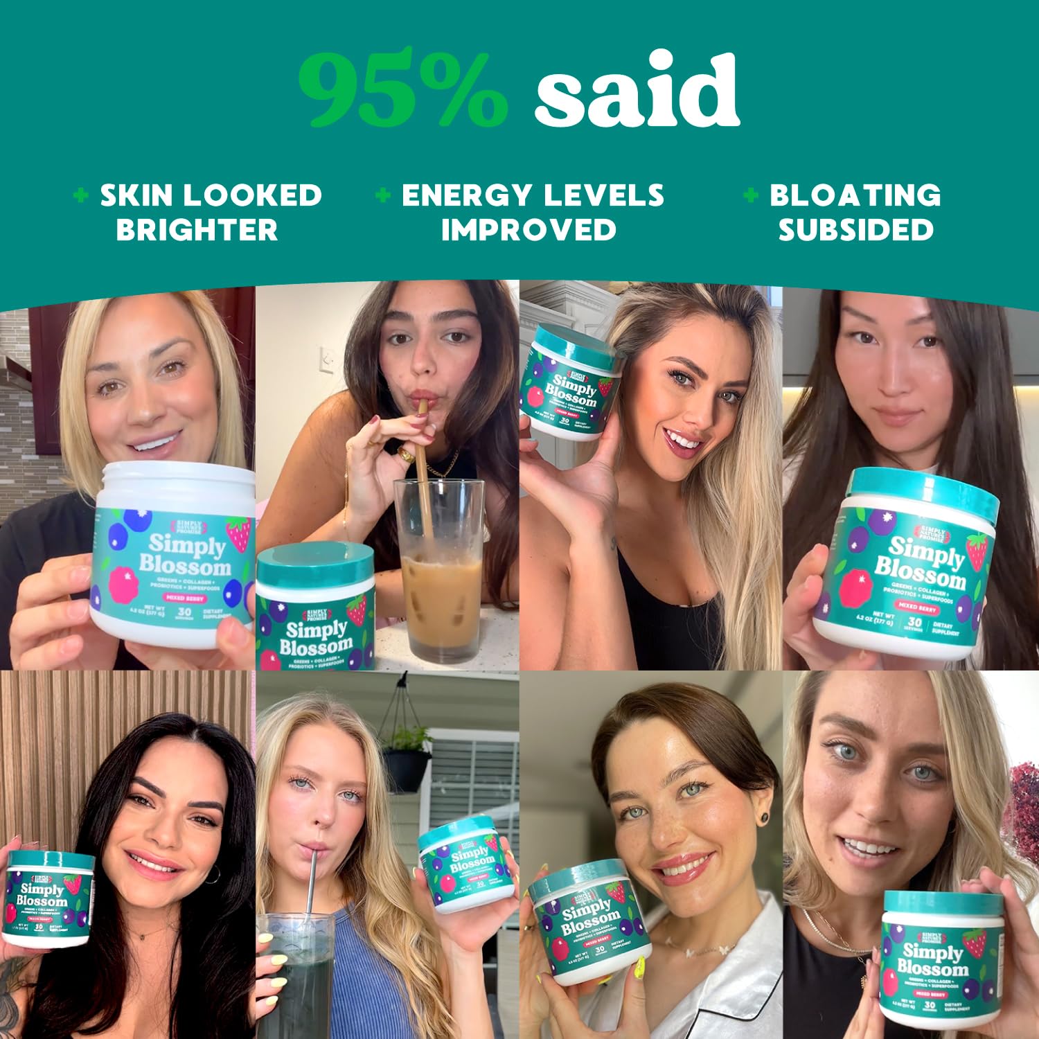 Simply Blossom Nutrition - Daily Greens & Superfood Powder + Collagen + Probiotics for Women's Digestive Health & Bloating Relief. Help Your Health Bloom - 2 Month Supply Simply Nature's PledgeAu supplements