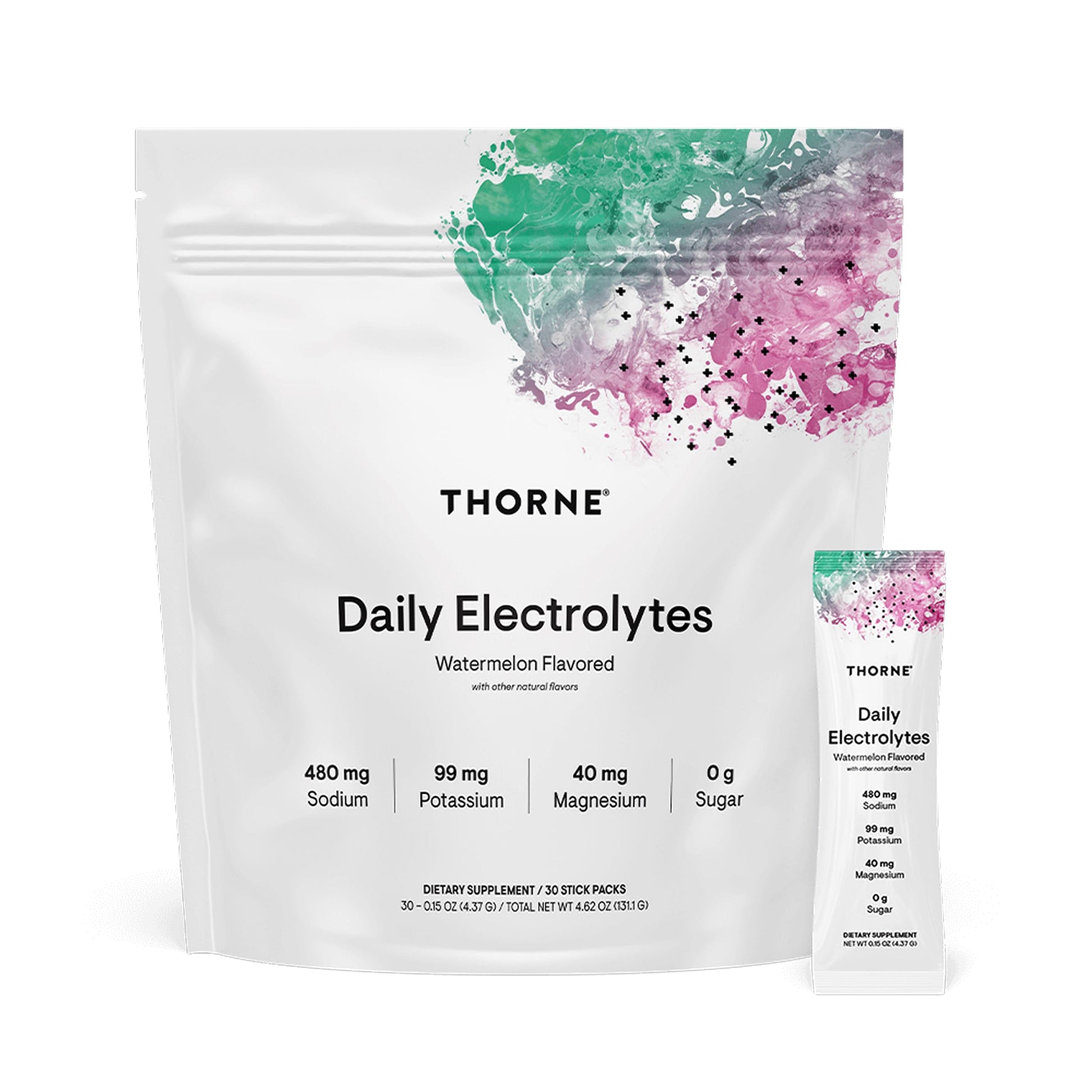 THORNE - Daily Electrolytes - Zero Sugar & Low-Calorie Electrolyte Powder Drink Mix - Flavors Derived from Natural Sources - NSF Certified for Sport - Watermelon - 30 Stick Packs THORNEAu supplements
