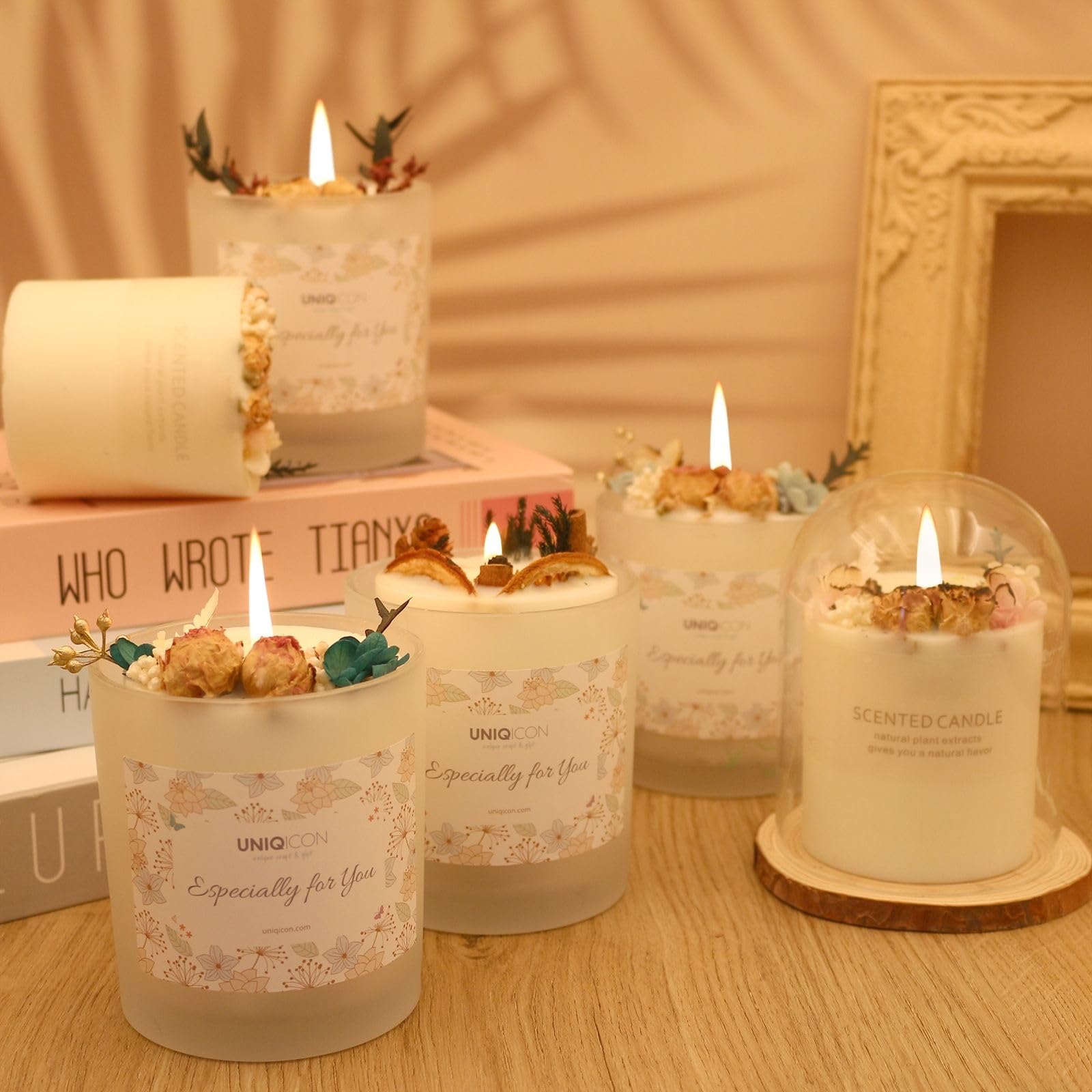 Natural Soy Scented Pillar Candles with Glass, Classic 10 oz Luxury Non Toxic White Bathroom Candle uniqiconAu supplements