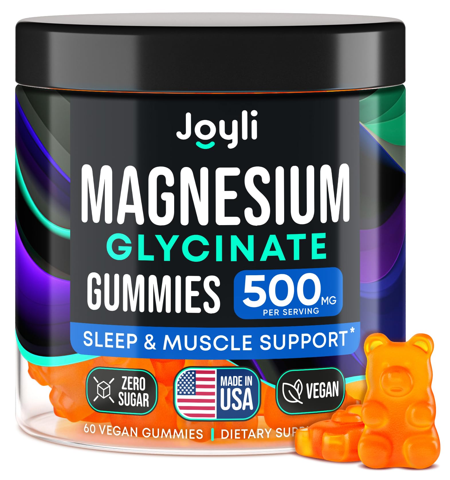 Magnesium Glycinate Gummies for Adults 500mg - Chewable Magnesium Glycinate for Kids Sleep, Glicinato De Magnesio para Mujeres, 60 Count JOYLI NutritionAu supplements