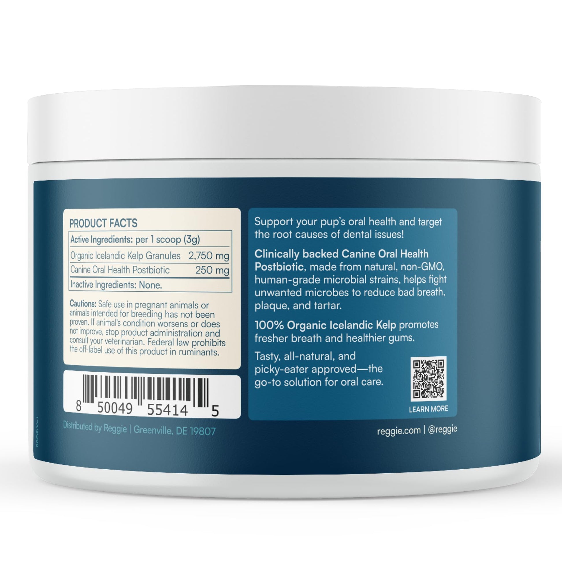 Reggie Dental Powder for Dogs | Reduce Bad Breath in 7 Days, Plaque & Tartar Control | Natural Dog Dental Supplement | Postbiotic Formula with Organic Kelp | Vet-Approved & Made in USA | 60 Servings ReggieAu supplements