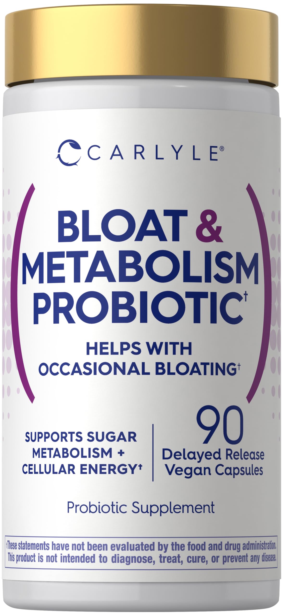 Carlyle Bloat and Metabolism Probiotic | 90 Capsules | Bloating Relief Formula | Sugar & Cellular Energy Support | for Women and Men | Vegan, Non-GMO, Gluten Free CarlyleAu supplements
