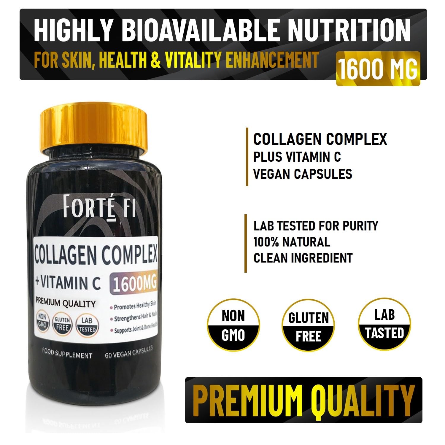 Pure Collagen with Vitamin C - Collagen Supplements for Women & Men - Use with Multivitamin Tablets GenericAu supplements