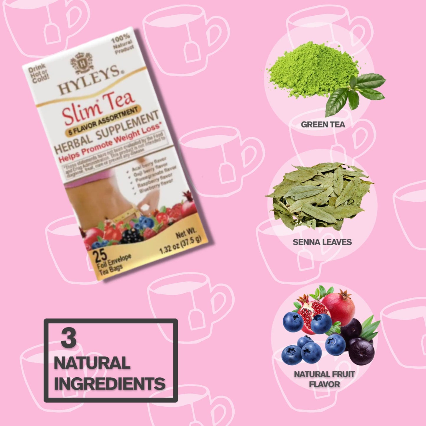 Hyleys Slim Tea 5 Flavor Assortment - Weight Loss Herbal Supplement Cleanse Hyleys TeaUS supplements