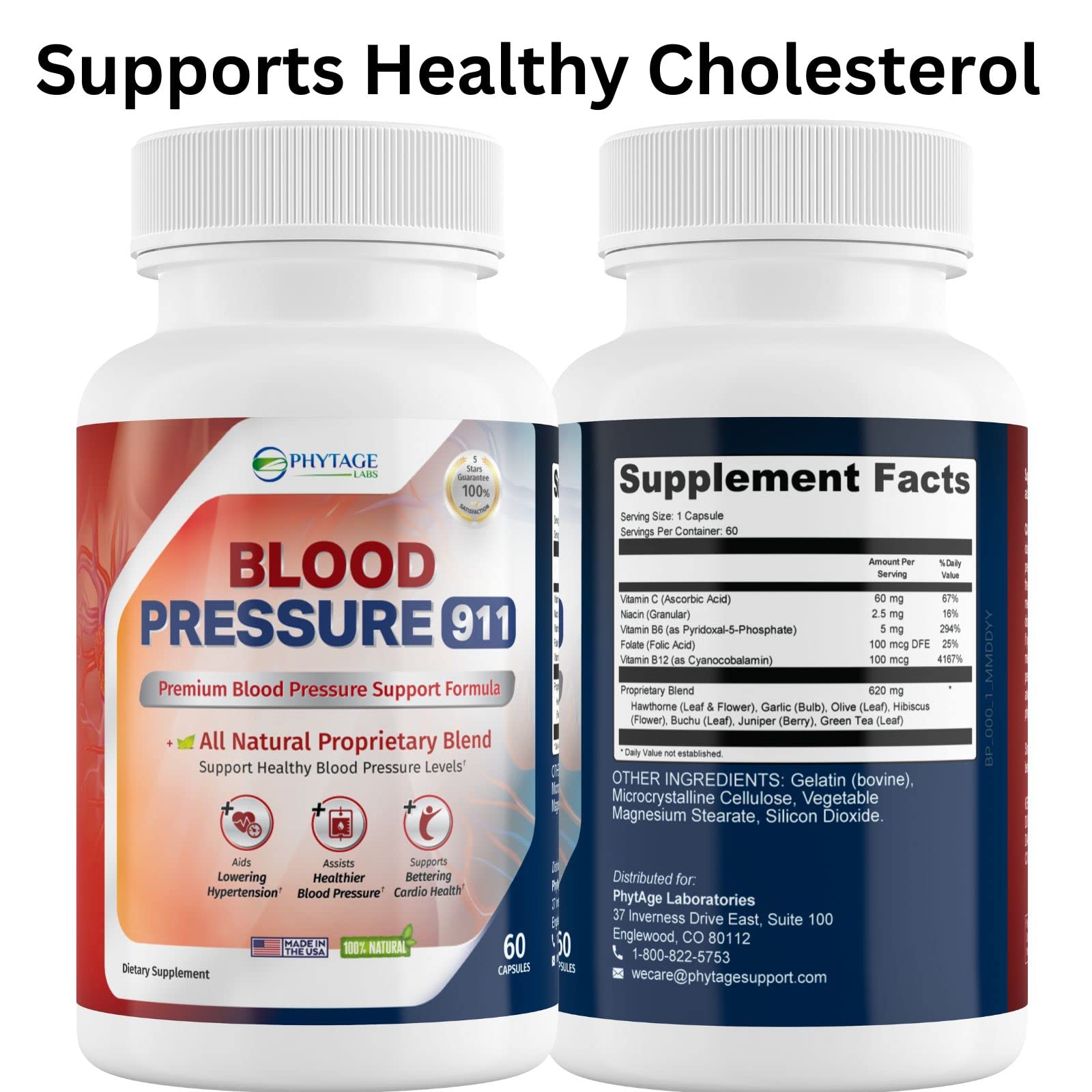 Phytage Labs Blood Pressure 911 Premium Supplement - BP Support Pills. 60 Capsules Phytage LabsAu supplements