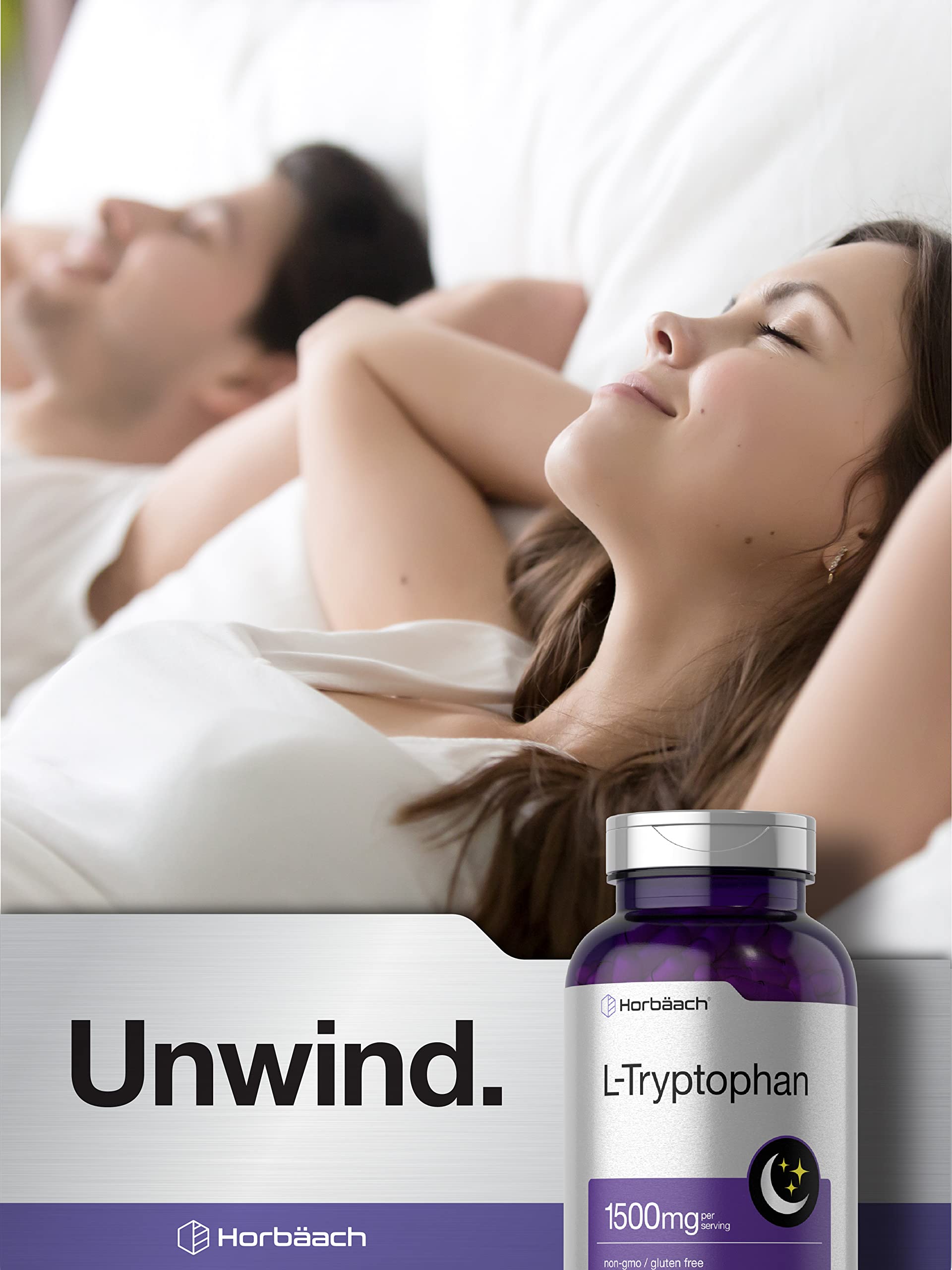 L Tryptophan 1500mg Capsules | 240 Count | Nighttime Formula | Non-GMO, Gluten Free HorbäachAu supplements