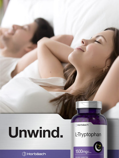 L Tryptophan 1500mg Capsules | 240 Count | Nighttime Formula | Non-GMO, Gluten Free HorbäachUS supplements