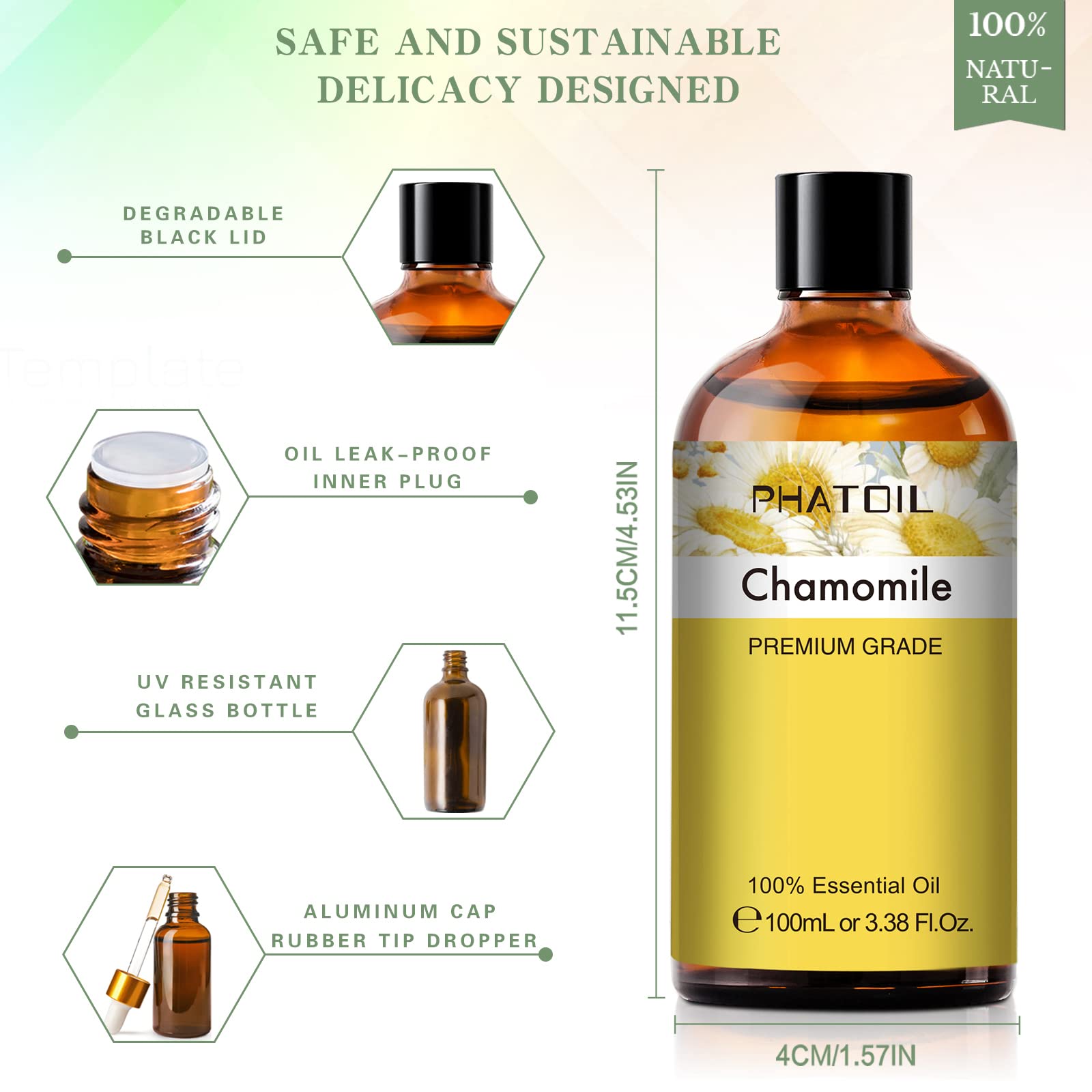 PHATOIL 100ML Chamomile Essential Oil - 3.38FL.OZ Essential Oils for Diffusers for Home PHATOILAu supplements