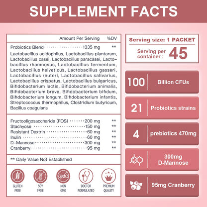 Probiotics-for-Women Prebiotics-and-Probiotics-Powder, 100-Billion-CFUs 45-Day-Supply NATURE TARGETUS supplements