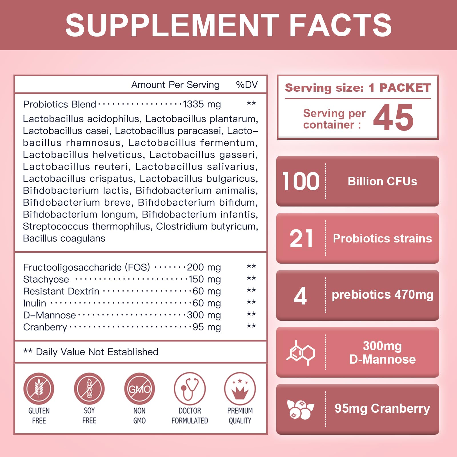 NATURE TARGET Probiotics-for-Women Prebiotics-and-Probiotics-Powder, 100-Billion-CFUs 45-Day-Supply, Women's-Probiotic with D-Mannose and Cranberry for Urinary Tract/Gut/Digestive Health NATURE TARGETAu supplements