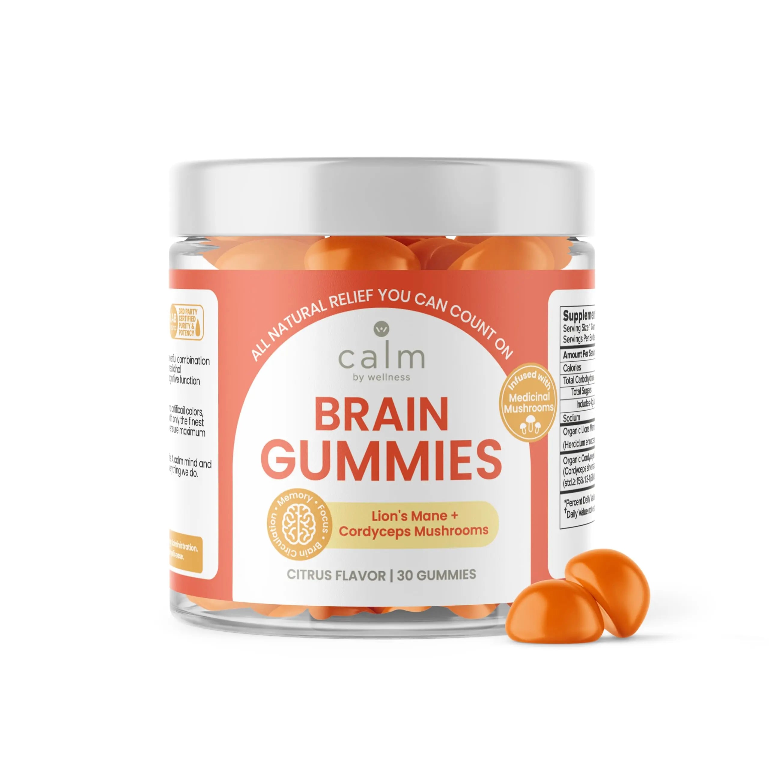 Calm by Wellness Lion’s Mane Gummies for Adults – Vegan Mushroom Gummies with Lion’s Mane & Cordyceps for Brain Support, Memory & Focus, Immune Boost – Citrus Flavor, 30 Count Calm by WellnessAu supplements
