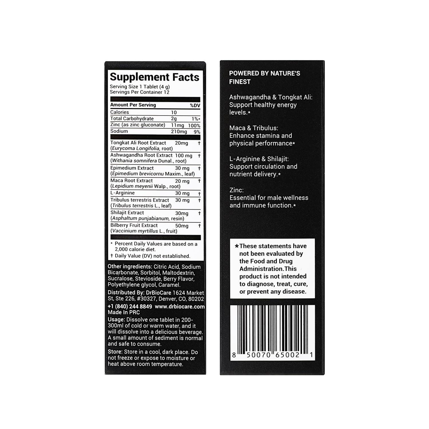 DrBioCare Peak Mode Core Vitality for Men 7-in-1 Effervescent Tablets | Tongkat Ali, Maca & L-Arginine，Ashwagandha, | Boost Stamina, Drive & Blood Flow for Good Performance | Berry Flavor 24 Tablets DrBioCareAu supplements