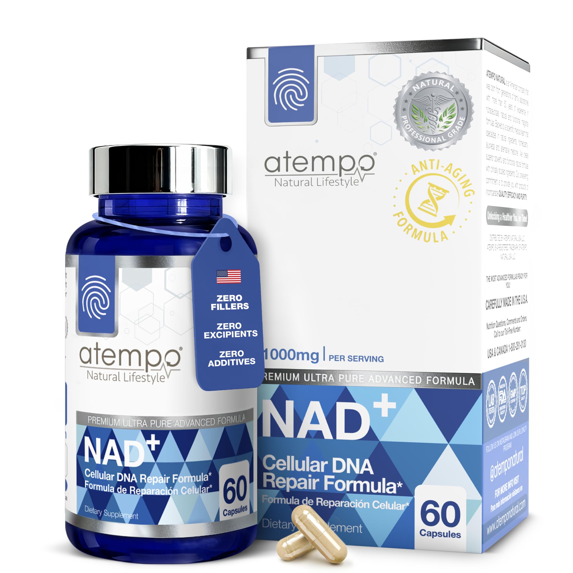 NAD+ Supplement 1000 mg High Absorption – Supports Energy, Cellular Health, Brain Function, and Healthy Aging – Pure NAD Formula with 60 Capsules ATEMPO NATURAL LIFESTYLEAu supplements