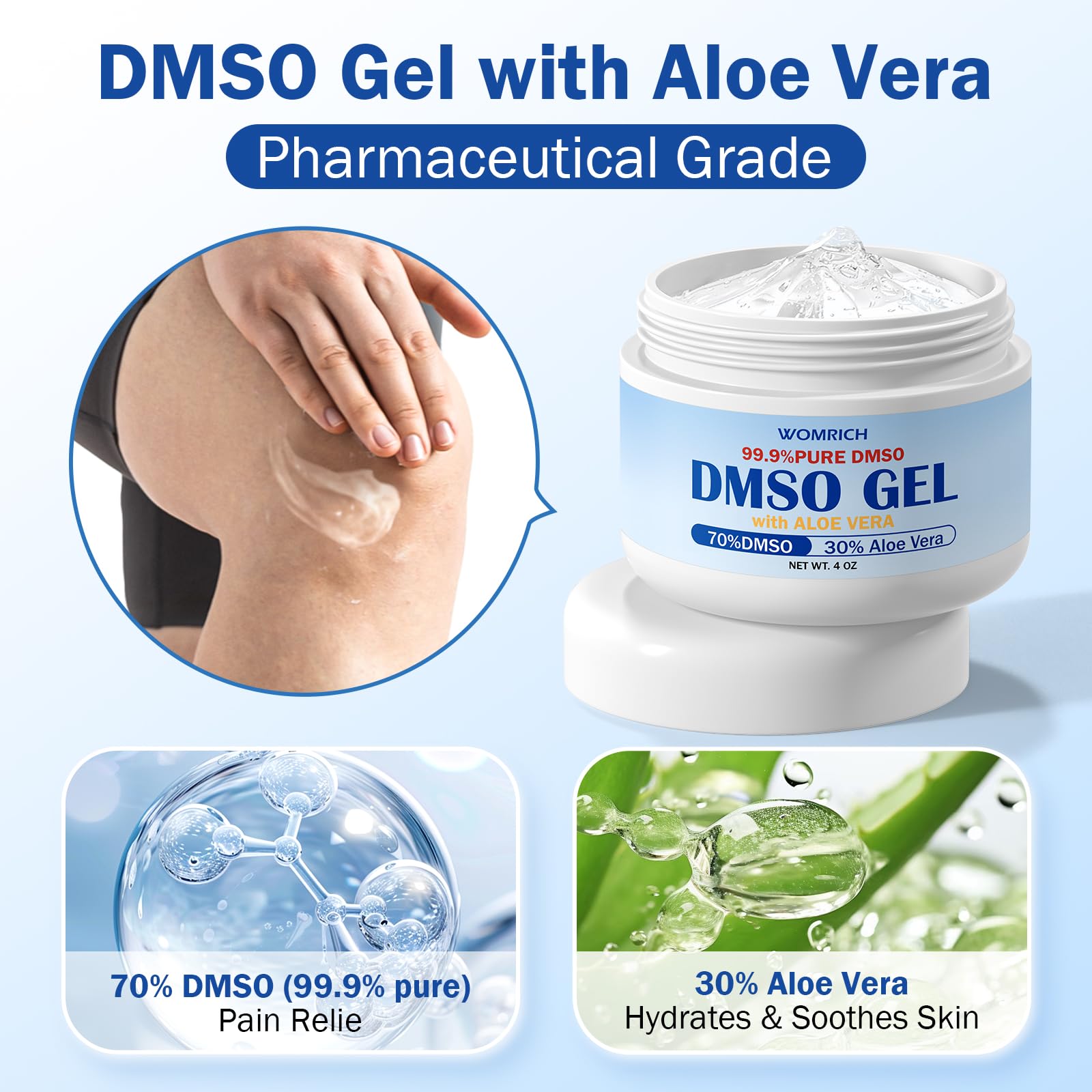 Lymph MD DMSO Gel with Aloe Vera - DMSO Pharmaceutical Grade for Joints and Muscles - Dimethyl Sulfoxide Cream 4 Oz - High Purity & Low Odor Lymph MDAu supplements