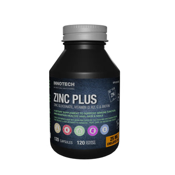 Innotech Nutrition Zinc Plus Immune Hair Skin & Nails Support Chelated Zinc Vitamin D3 & Biotin 120 Vegan Capsules Innotech Nutrition SolutionsAu supplements