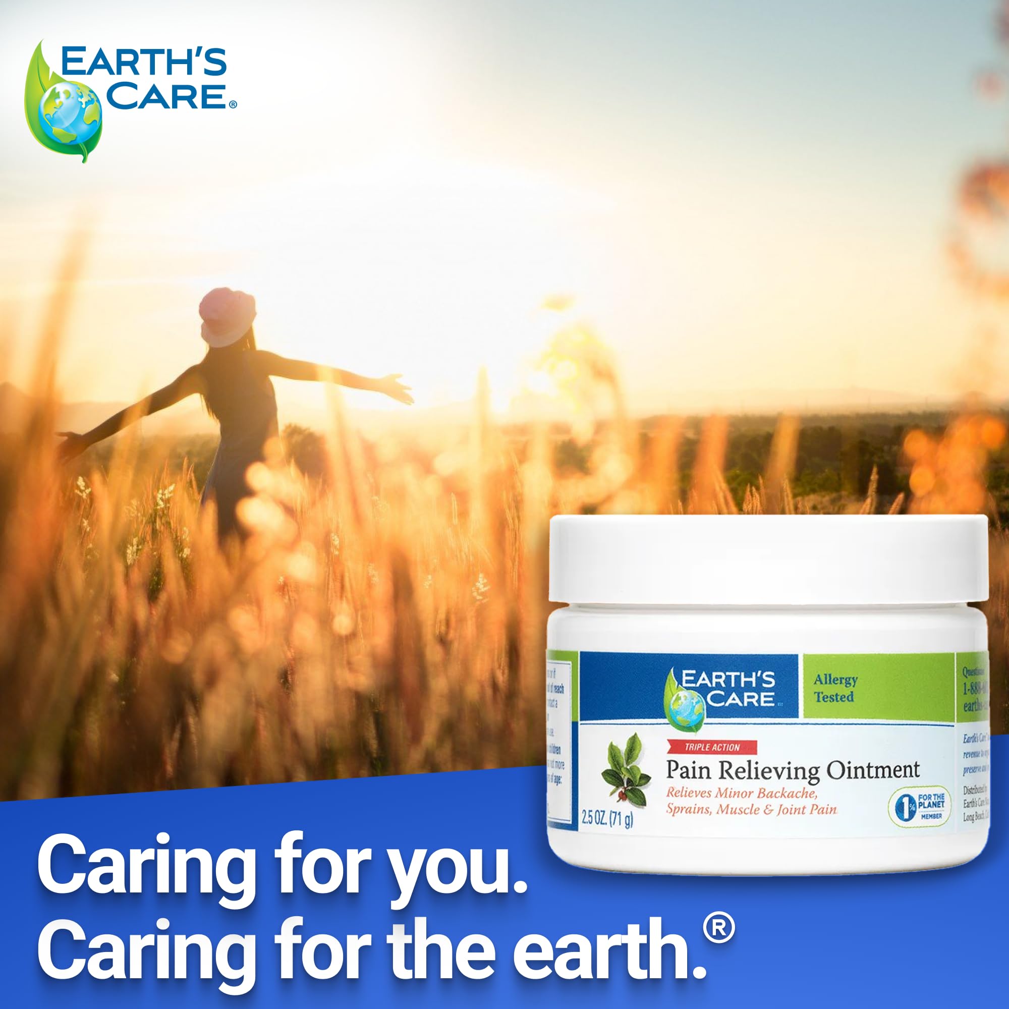 Earth's Care Pain Relieving Ointment - Triple Action Muscle and Joint Pain Relief Cream - Topical Analgesic 2.5 oz (3 Jars) Earth's CareAu supplements