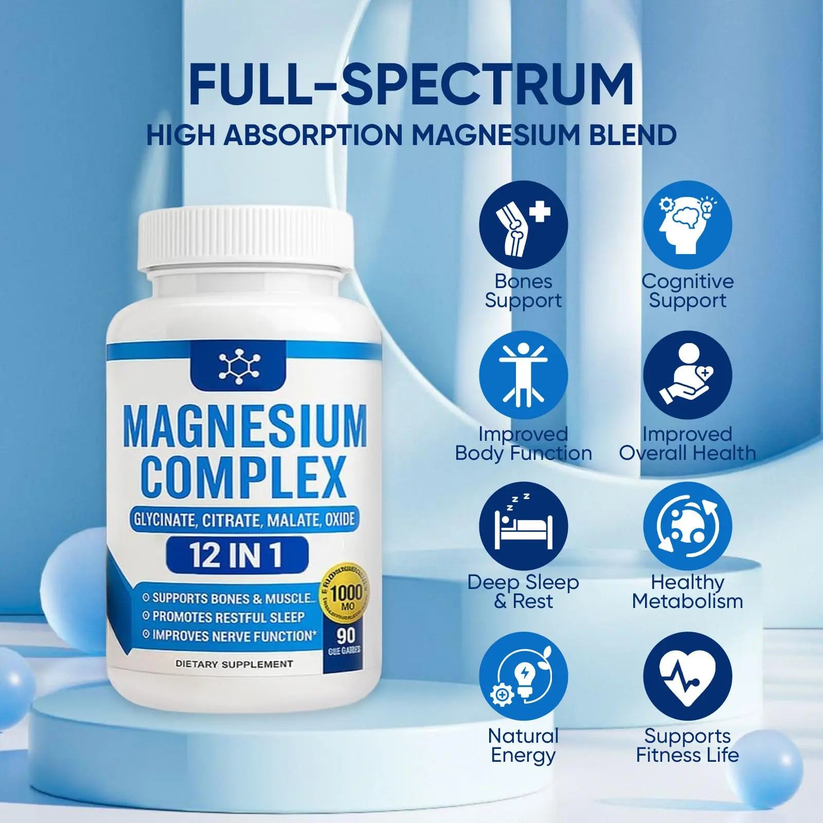 Nutrapure Magnesium Complex 7 Elemental Supplement - Magnesio Complex 1000mg Forms Including Glycinate, Citrate, Malate, Taurate Chelated | Energy Support | Vegan Non-GMO, 90 Capsules (2) WSJAWHnz supplements