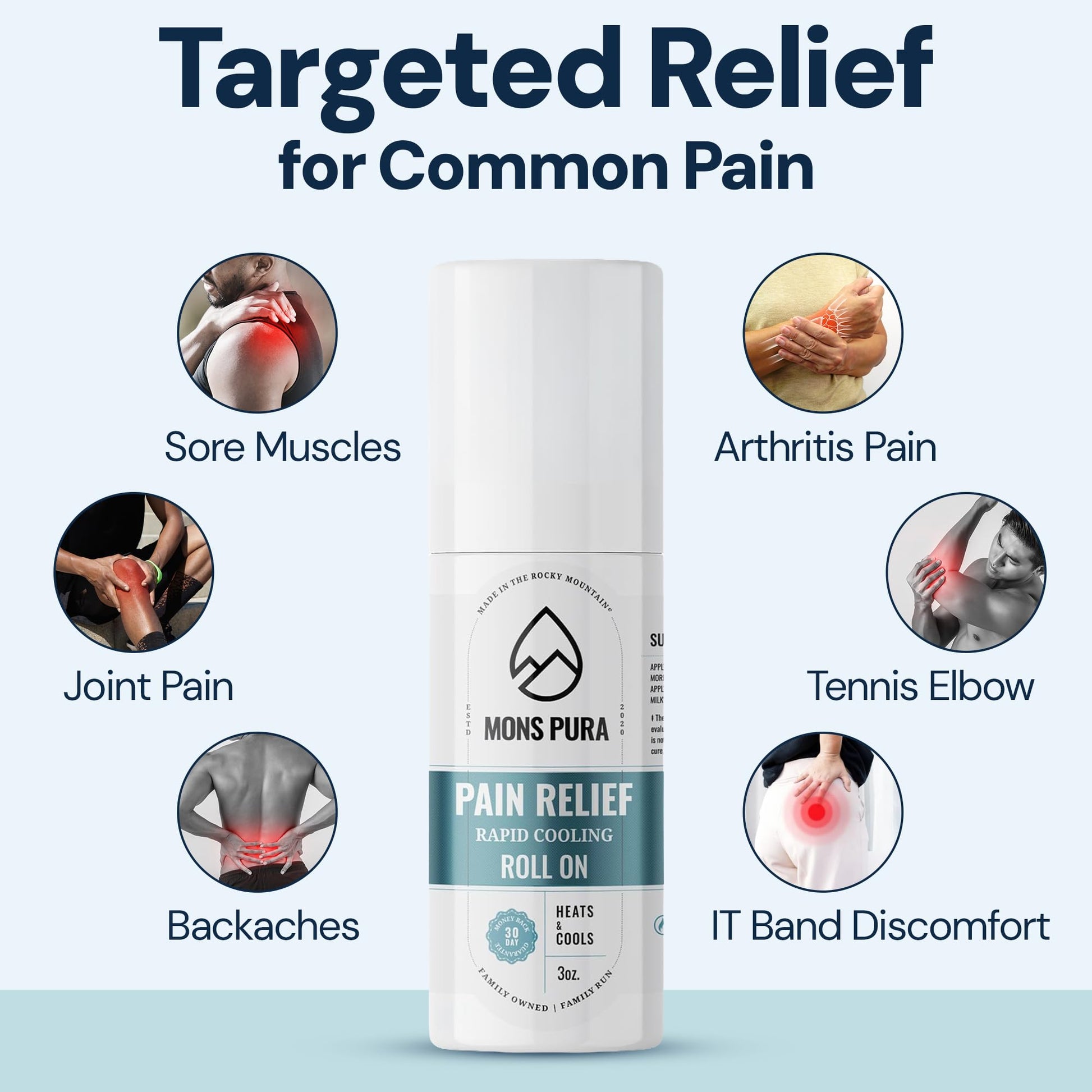 Mons Pura Roll On Pain Relief with Menthol, Arnica, Rosemary & Essential Oils - Extra Strength Arnica Roll On Fast Cooling Muscle & Joint Relief for Arthritis, Back Pain & Sciatica (3oz) Mons PuraAu supplements