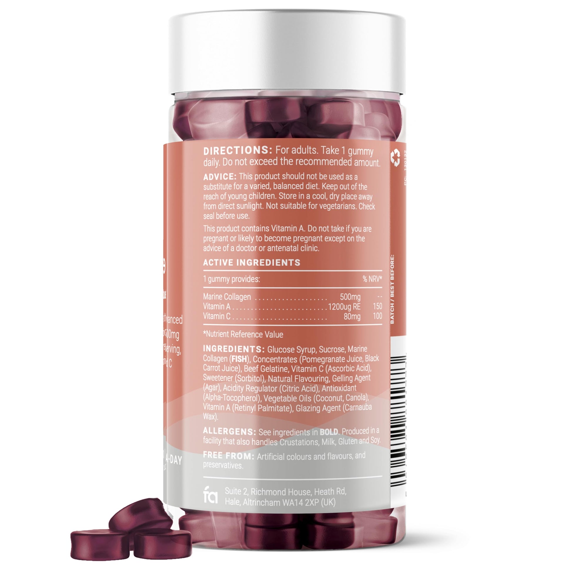 Collagen Gummies with Vitamins A and C, 500mg of Marine Collagen Per Serving, Advanced Skin Support, Feel AmazingAu supplements