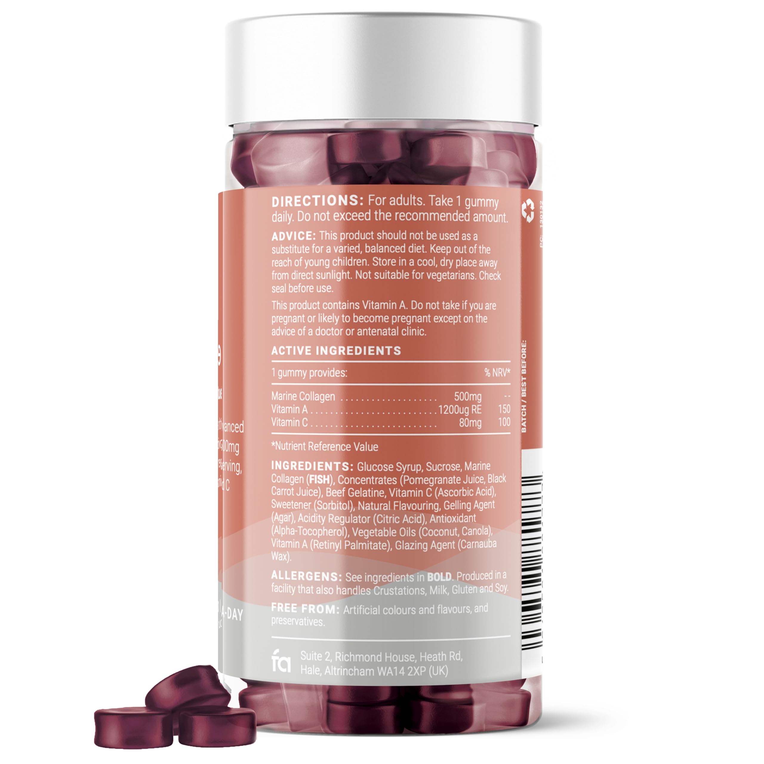 Collagen Gummies with Vitamins A and C, 500mg of Marine Collagen Per Serving, Advanced Skin Support, Feel AmazingAu supplements