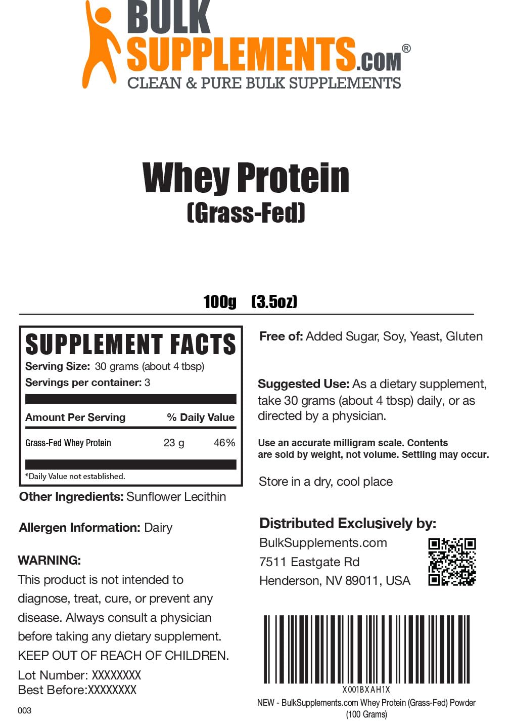 BULKSUPPLEMENTS.COM Grass Fed Whey Protein Powder - Unflavored Whey Protein BULKSUPPLEMENTS.COMUS supplements