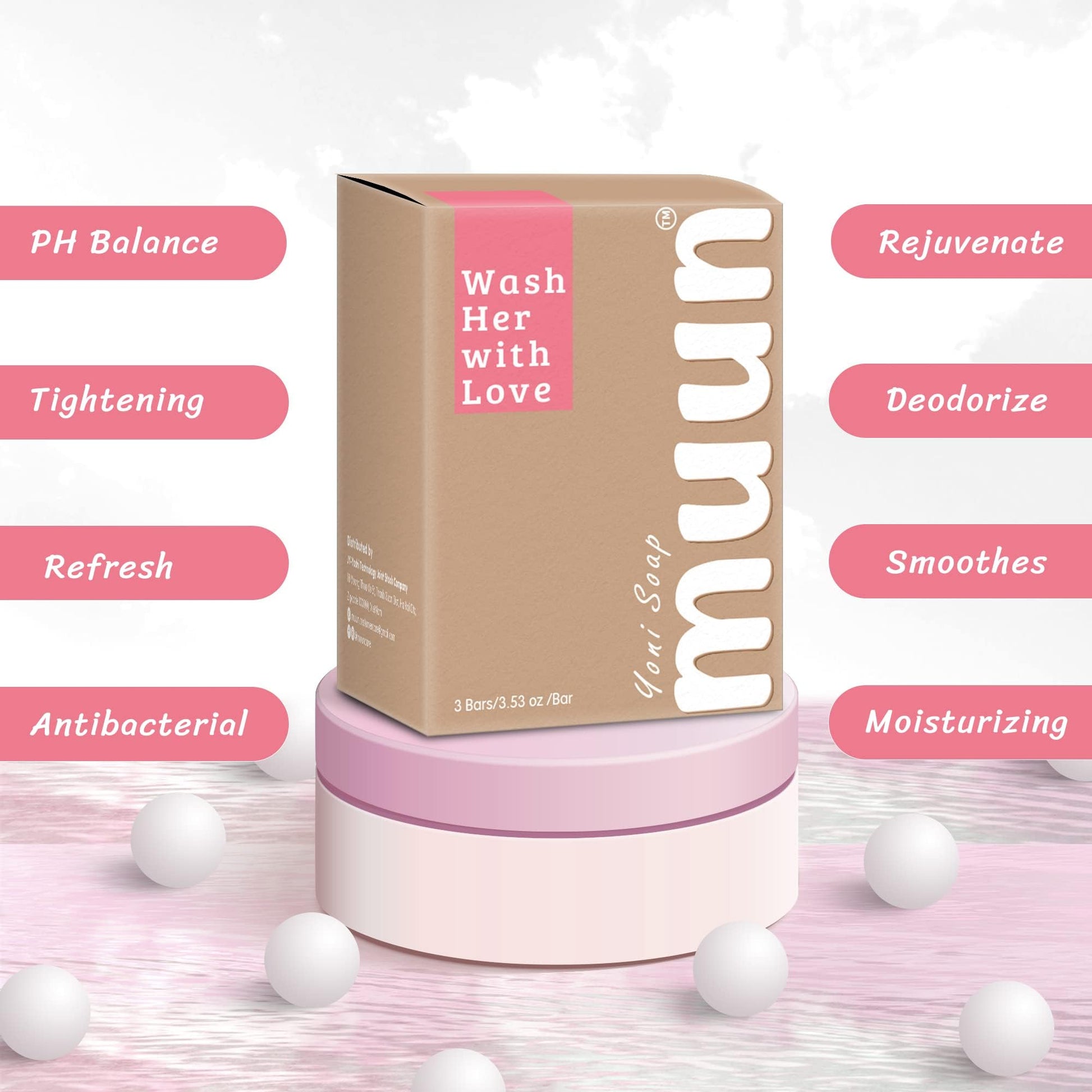 Muun Yoni Soap Bar - Pack 3 Ph Balance Probiotics & Natural Ingredients - Gentle Cleansing Formula MuunAu supplements