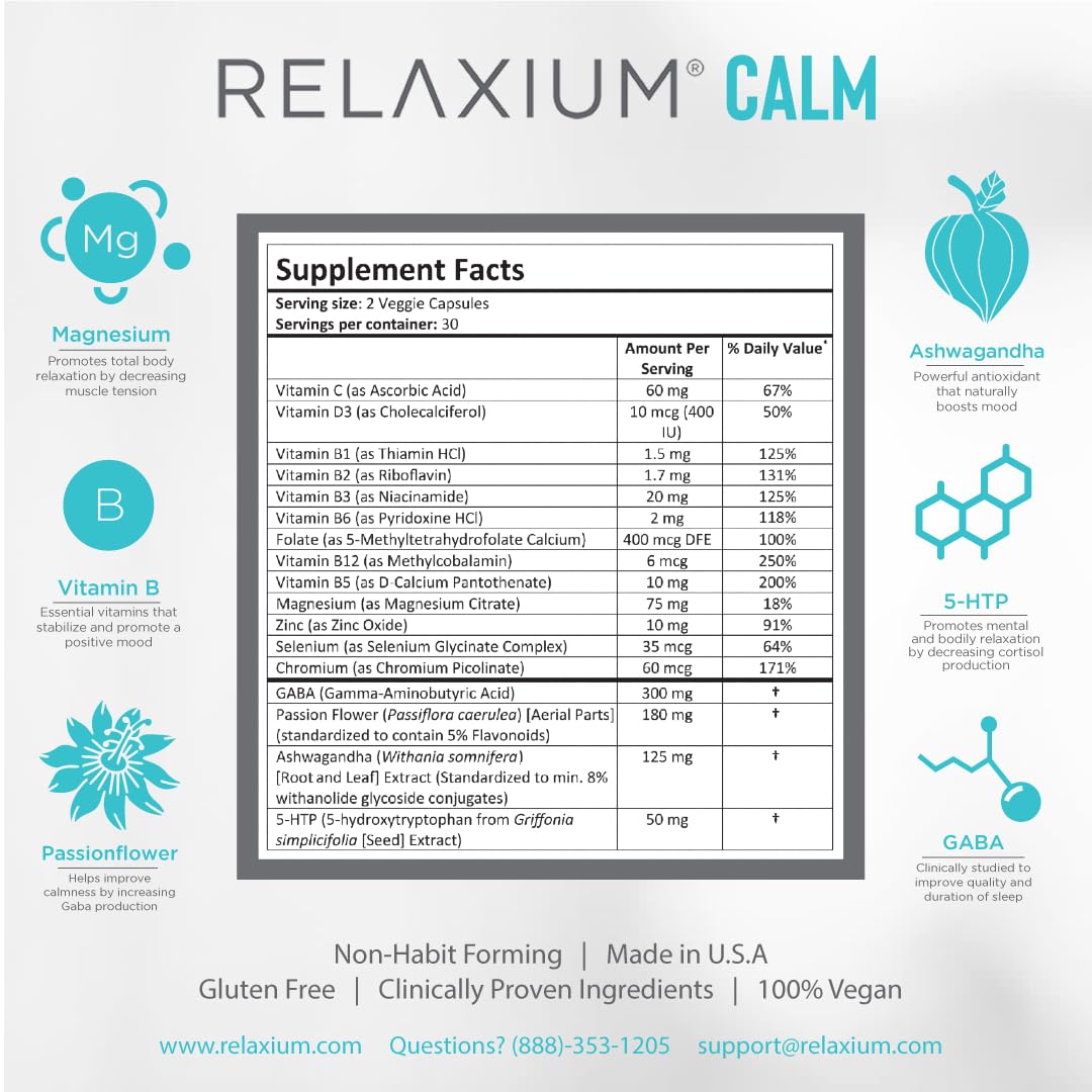 Relaxium Calm, Non-Habit Forming, Stress & Mood Support Supplement RelaxiumUS supplements