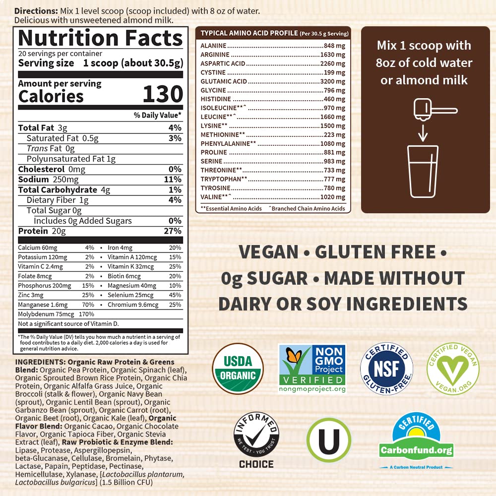 Garden Of Life, Powder Protein Greens Chocolate Organic, 22 Ounce Garden of LifeUS supplements