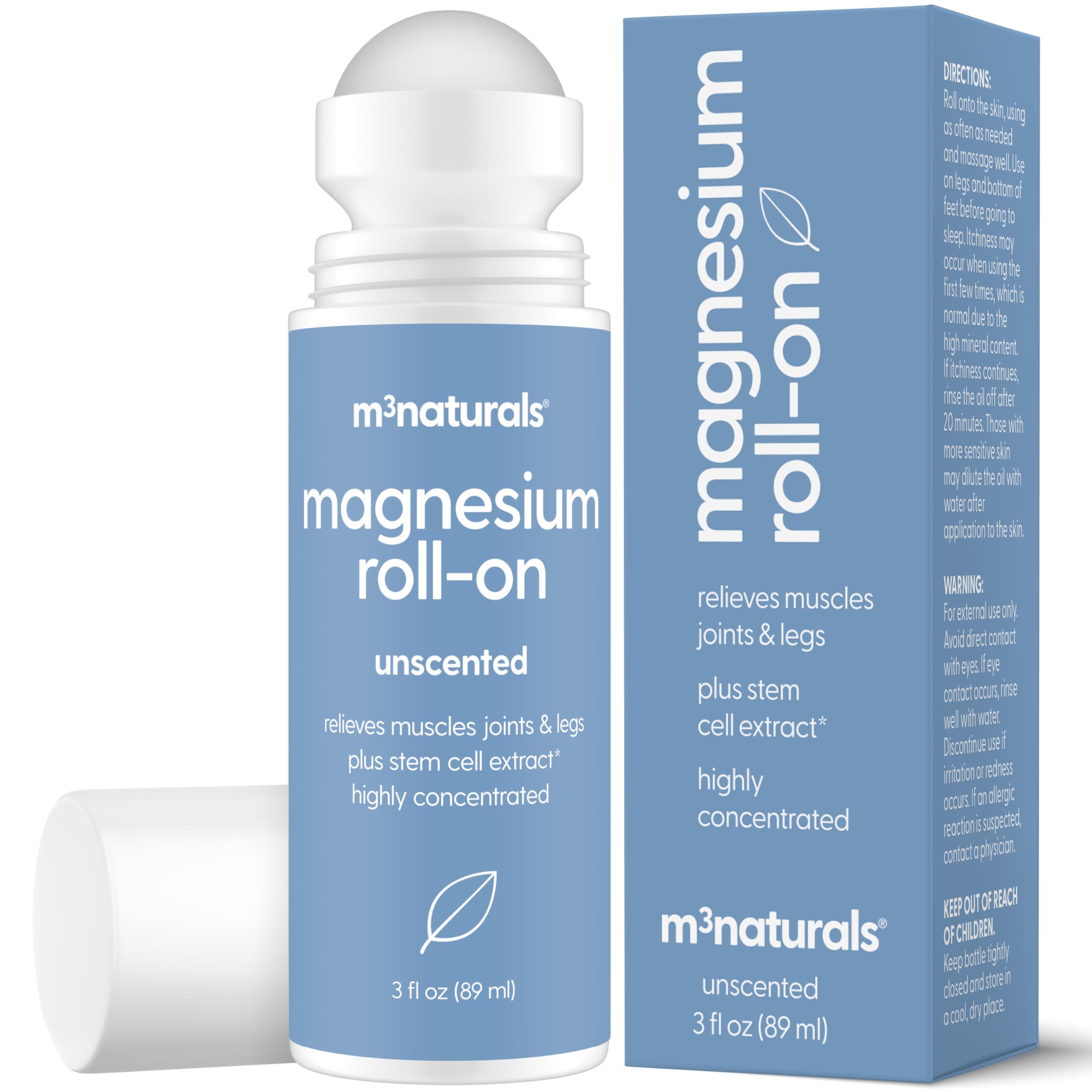 Magnesium Roll On for Adults & Kids, Easy Application for Sore Muscles, Feet, Joints and Leg Cramps, Helps with Sleeping and Post-Workout Recovery, for Sensitive Skin, 3 fl oz, by M3 M3 NaturalsAu supplements