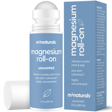 Magnesium Roll On for Adults & Kids, Easy Application for Sore Muscles, Feet, Joints and Leg Cramps, Helps with Sleeping and Post-Workout Recovery, for Sensitive Skin, 3 fl oz, by M3 M3 NaturalsAu supplements