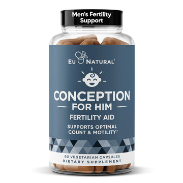 Eu Natural Conception for Him - Male Fertility Supplements with Ashwagandha, Folate & Zinc - Sperm Count, Motility & Strength Support