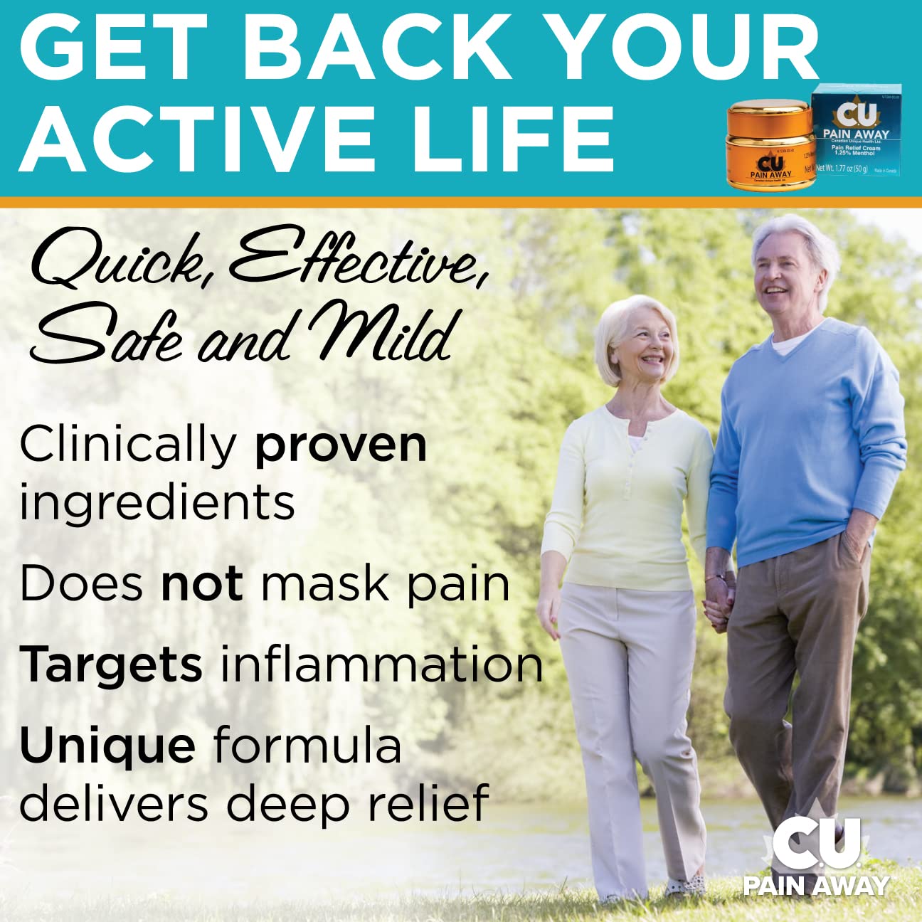 Arthritis Pain Relief Cream - C.U. Pain Away. Reduce Inflammation, Improve Mobility, Rapid Relief. Effective Muscle and Joint Pain Relief. All-Natural Ingredients. C.U. Pain AwayAu supplements
