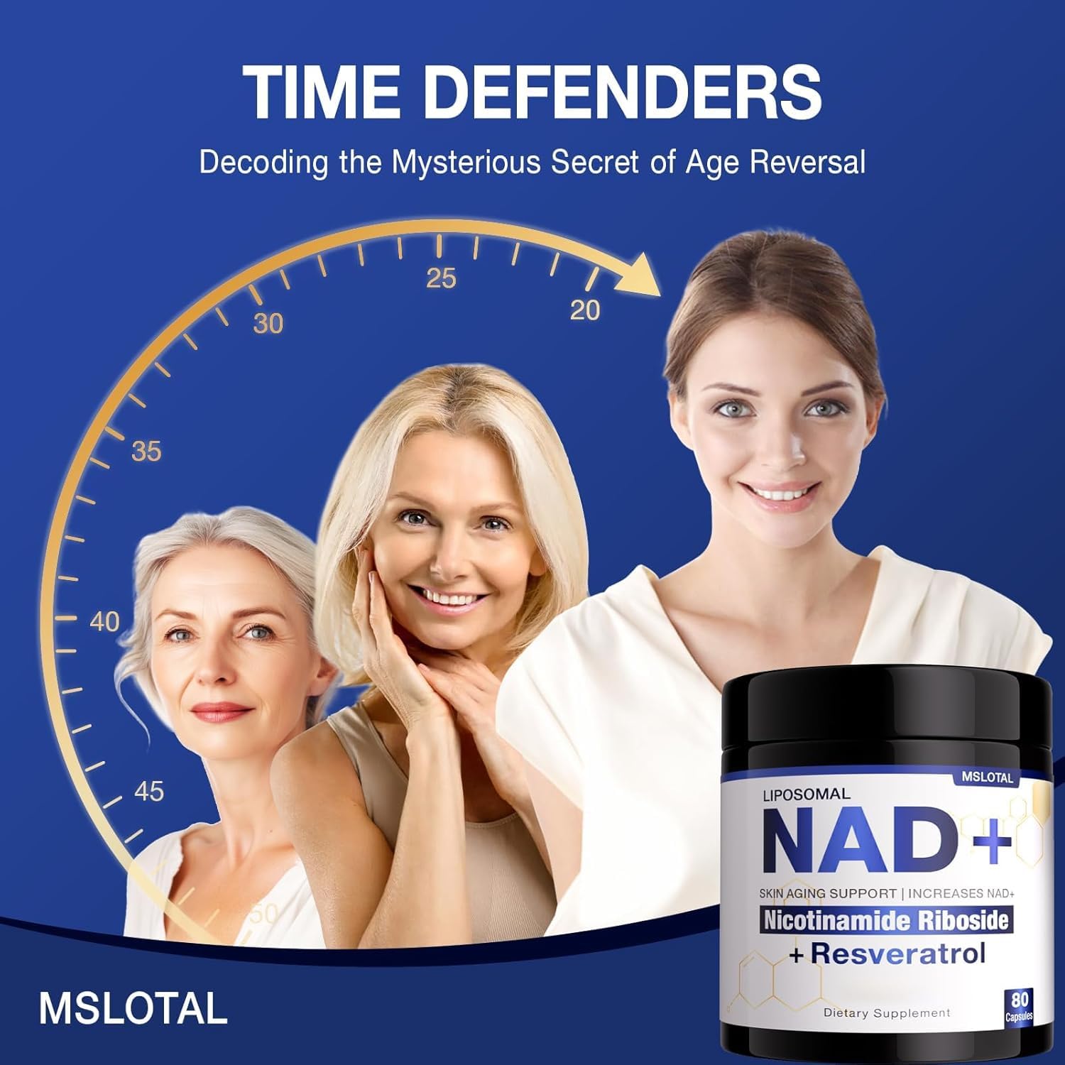 NAD+ Supplement - NAD Nicotinamide Riboside Resveratrol NAD Supplement 1000mg Pure Organic for Women and Men Anti-Aging, Energy, Focus, 80 Capsules MSLOTALAu supplements