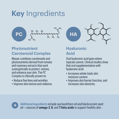 ELYSIUM Mosaic - Hyaluronic Acid Supplement - Clinically Proven - Fights Fine Lines & Skin Aging - Collagen Supplement - 30-Day Supply (Vegan Softgels) ELYSIUMUS supplements