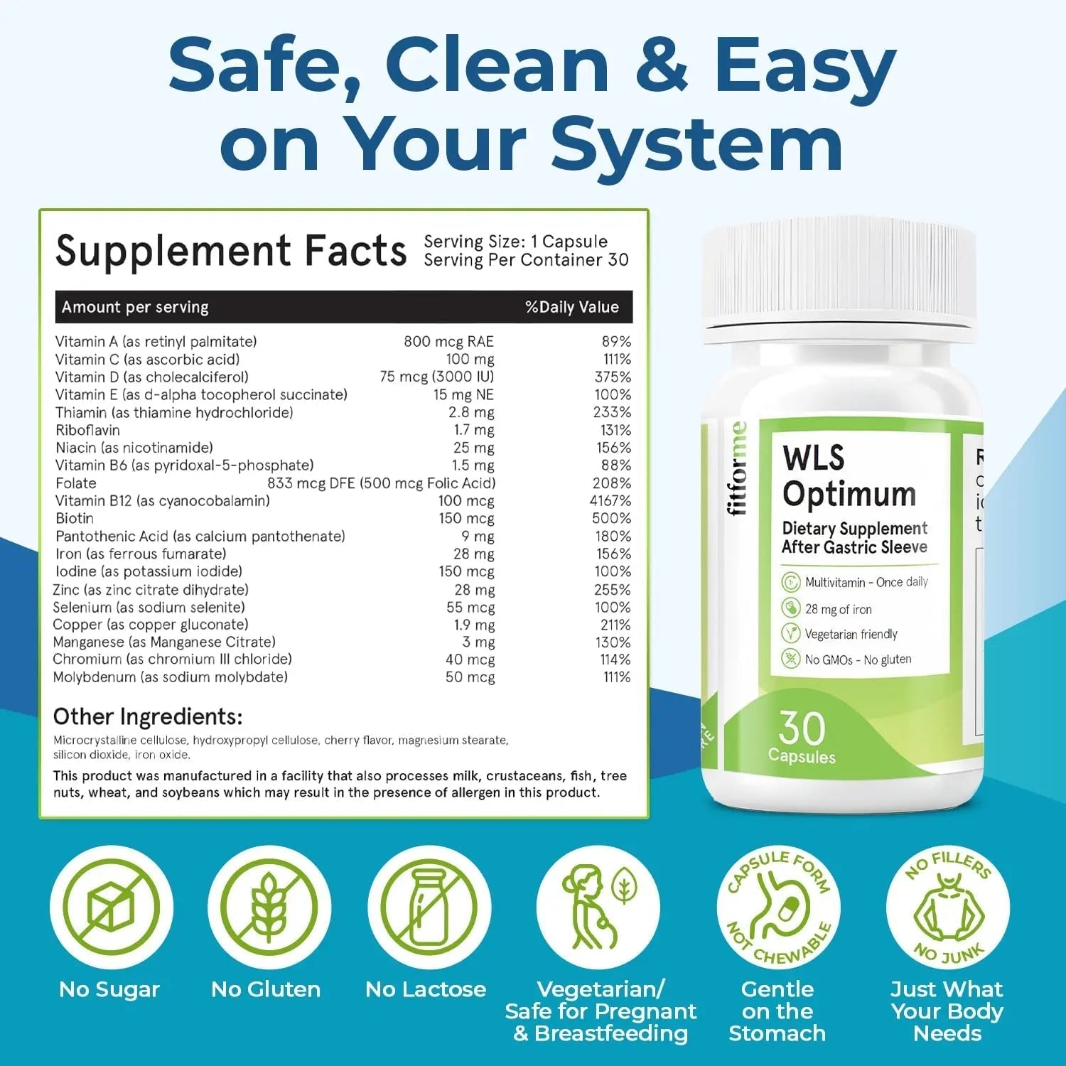 FitForMe Bariatric Multivitamin, Tailored for Gastric Sleeve Surgery – One-a-Day Capsule, 30-Day Supply, Easy-to-Swallow WLS Optimum Capsule FitForMeAu supplements