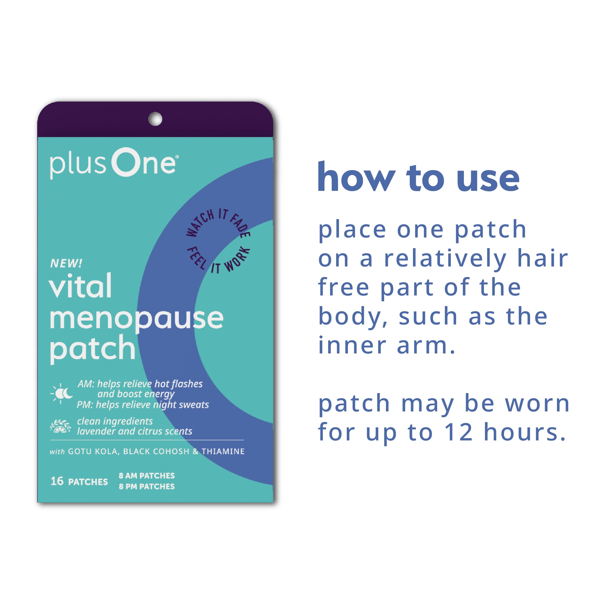 plusOne Vital Menopause Patches AM & PM – Hot Flash & Night Sweat Support – Promotes Energy & Sleep – Herbal Arjuna Daily Patches – 16ct plusOneAu supplements