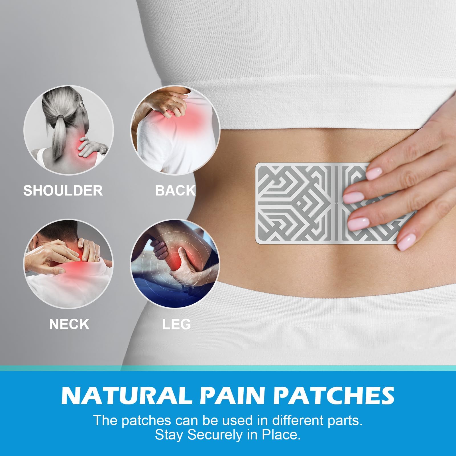 Reusable Pain Relief Patches for Sore Muscle, Includes 3 Adhesives, 1 Patch & 1 Carry Bag, Pain Patches for Neck, Back,Foot, Knee etc, Large&Fast Acting, Easy Adhesive Application Pain Patch-0304 SKAYAHAu supplements
