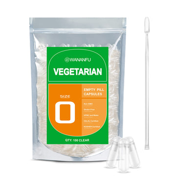 wananfu Size 0 Empty Capsules Vegetarian (100 Count) Bundle with Micro Lab Spoon, Clear Fillable Veggie Pill Capsules Size 0 for Making Your Own Supplements wananfuAu supplements