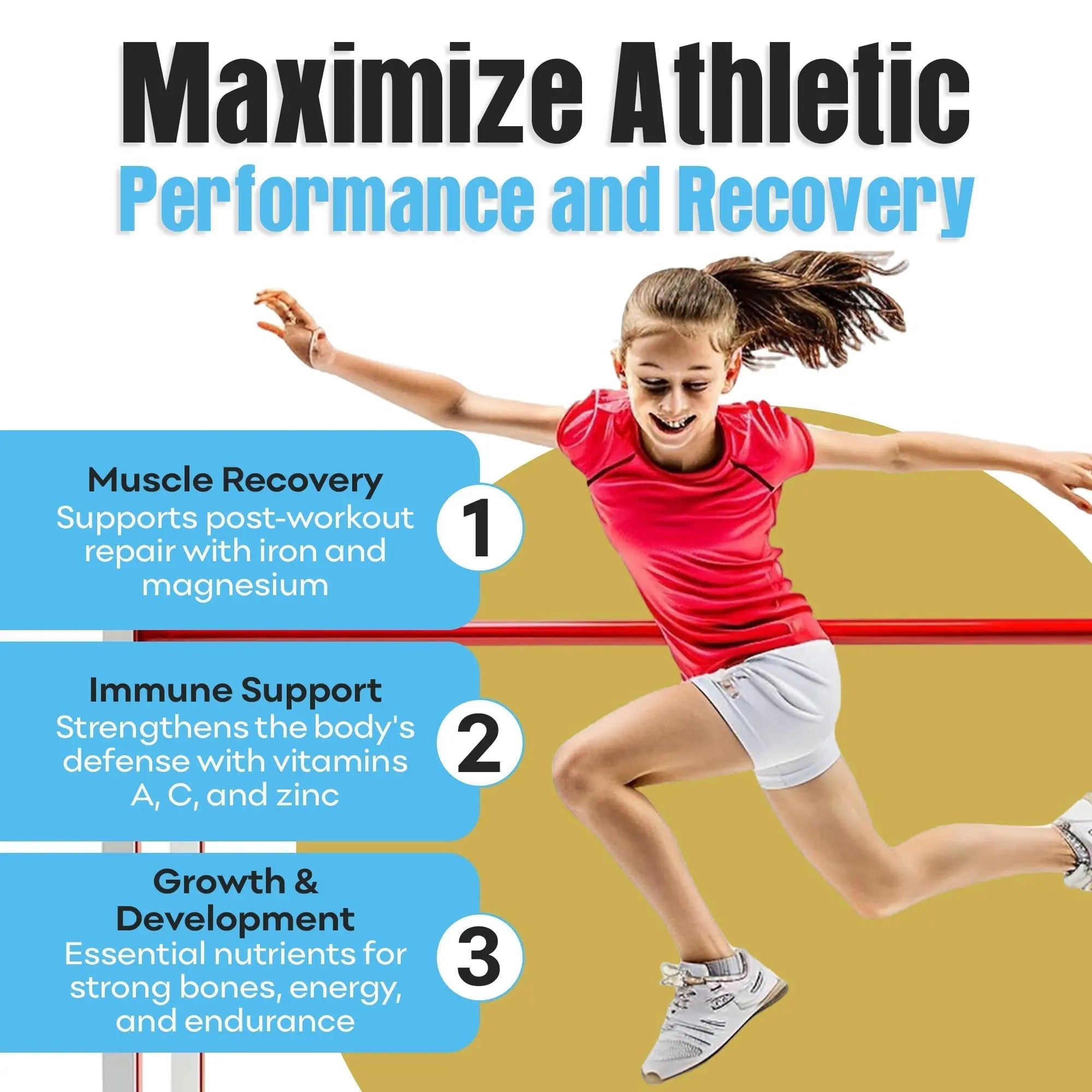 Youth Athletic Gummies – Kids Multivitamin Gummies with Essential Nutrients, Immune & Energy Support, Vegan & Gelatin-Free IMPACTAu supplements