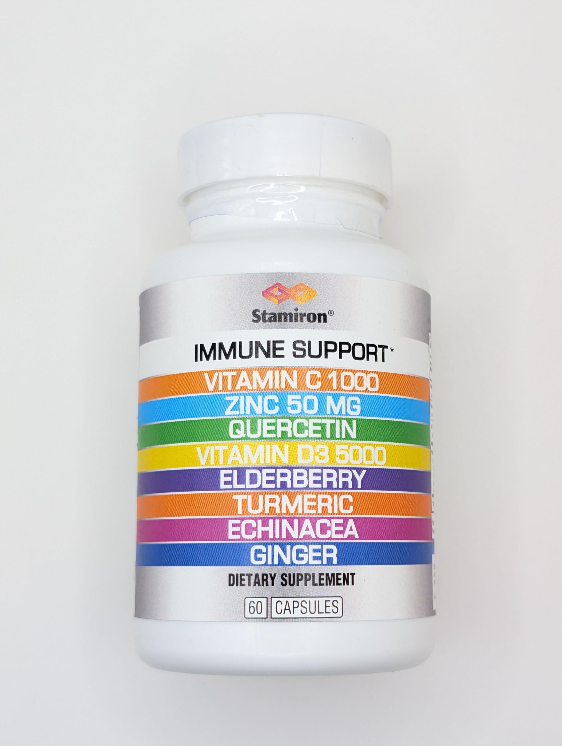 8 in 1 Immune Support with Quercetin Zinc 50mg Vitamin C 1000mg Vitamin D3 5000 IU and Elderberry Echinacea Ginger for Adults Kids - VIT D Supplement Veg Capsules StamironAu supplements