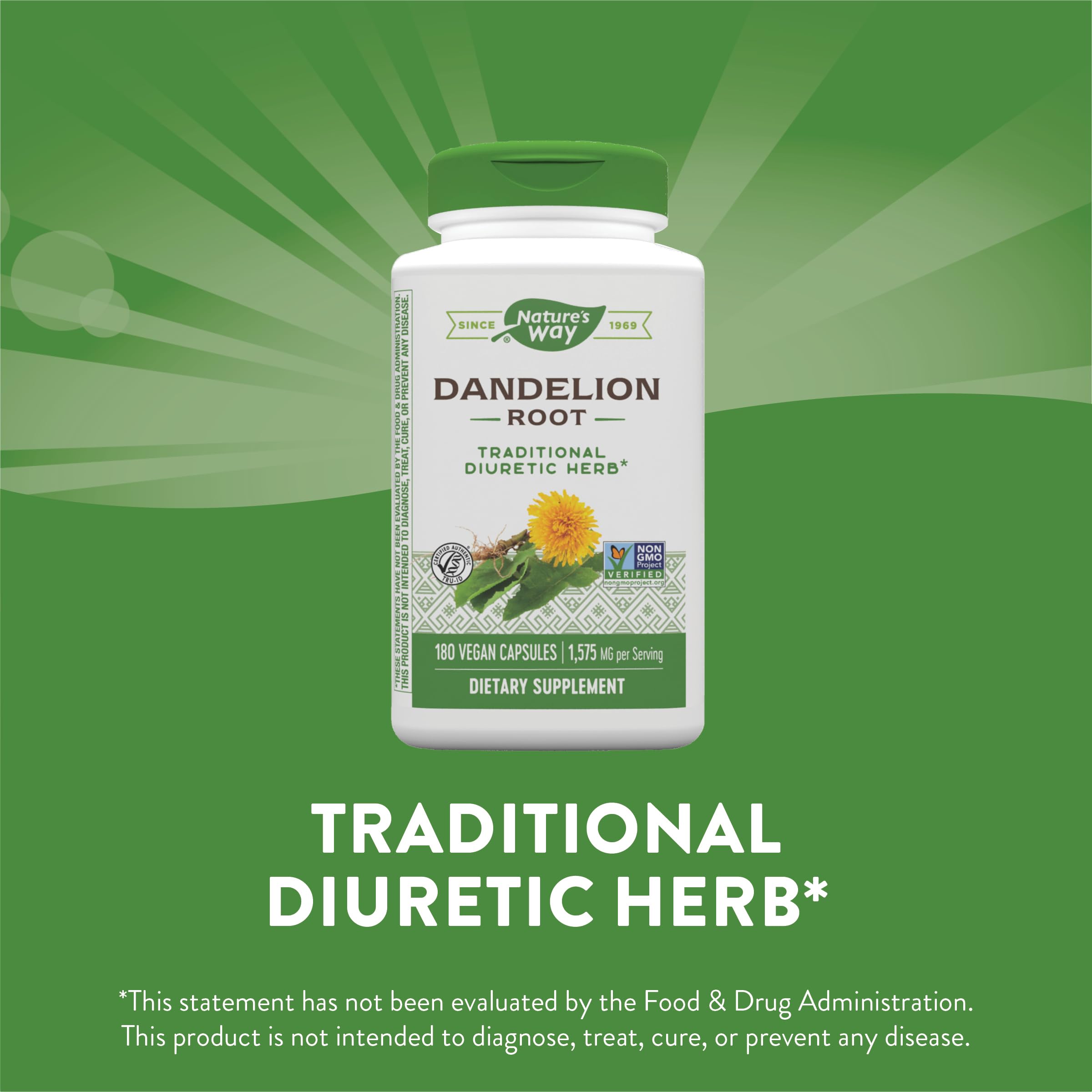 Nature's Way Dandelion Root Diuretic Herb* 525 mg per Capsule Non-GMO Nature's WayAu supplements