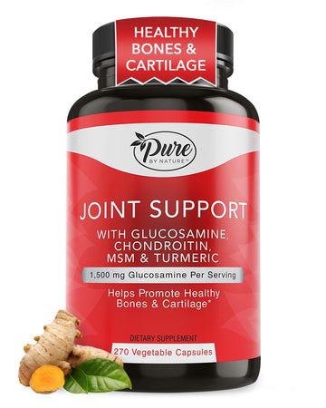 Pure By Nature Joint Support, Glucosamine with Chondroitin Turmeric MSM Boswellia Supplement, 270 Capsules Pure By NatureAu supplements