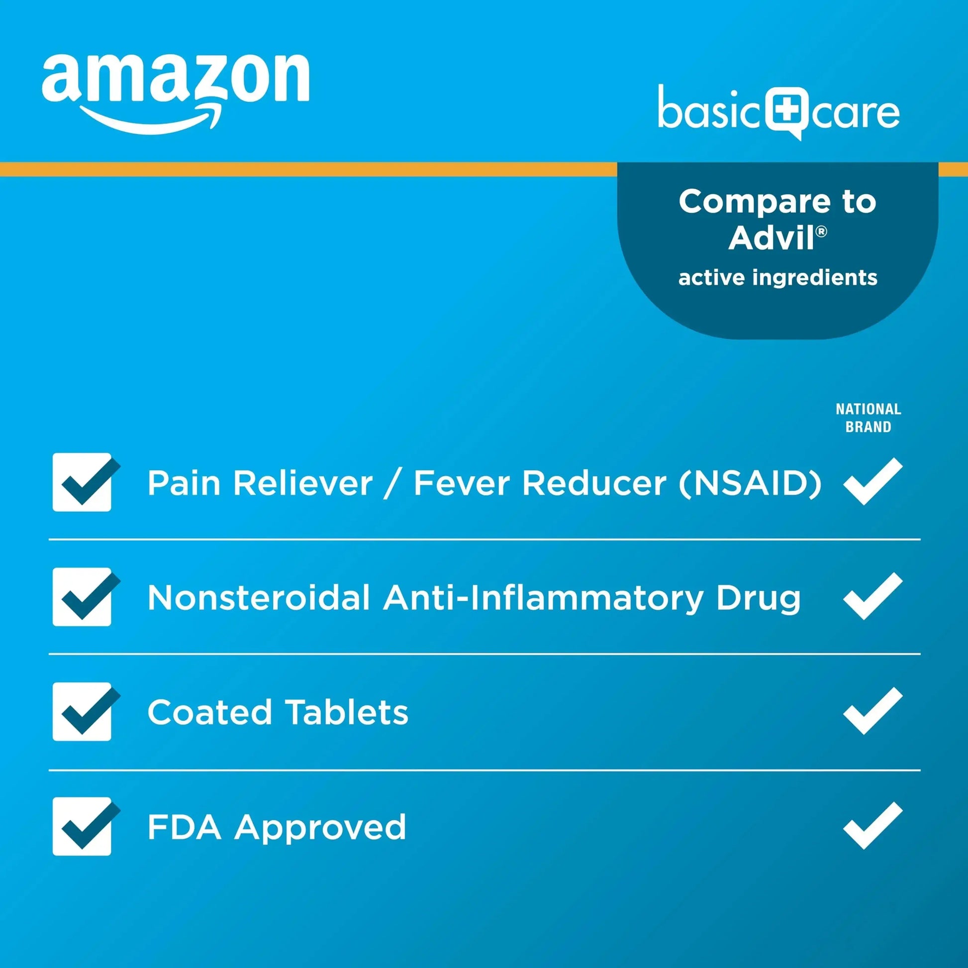 Amazon Basic Care Ibuprofen Tablets, Fever Reducer and Pain Relief from Body Aches, Headache, Arthritis Pain and More, Brown 200 Count Amazon Basic CareAu supplements