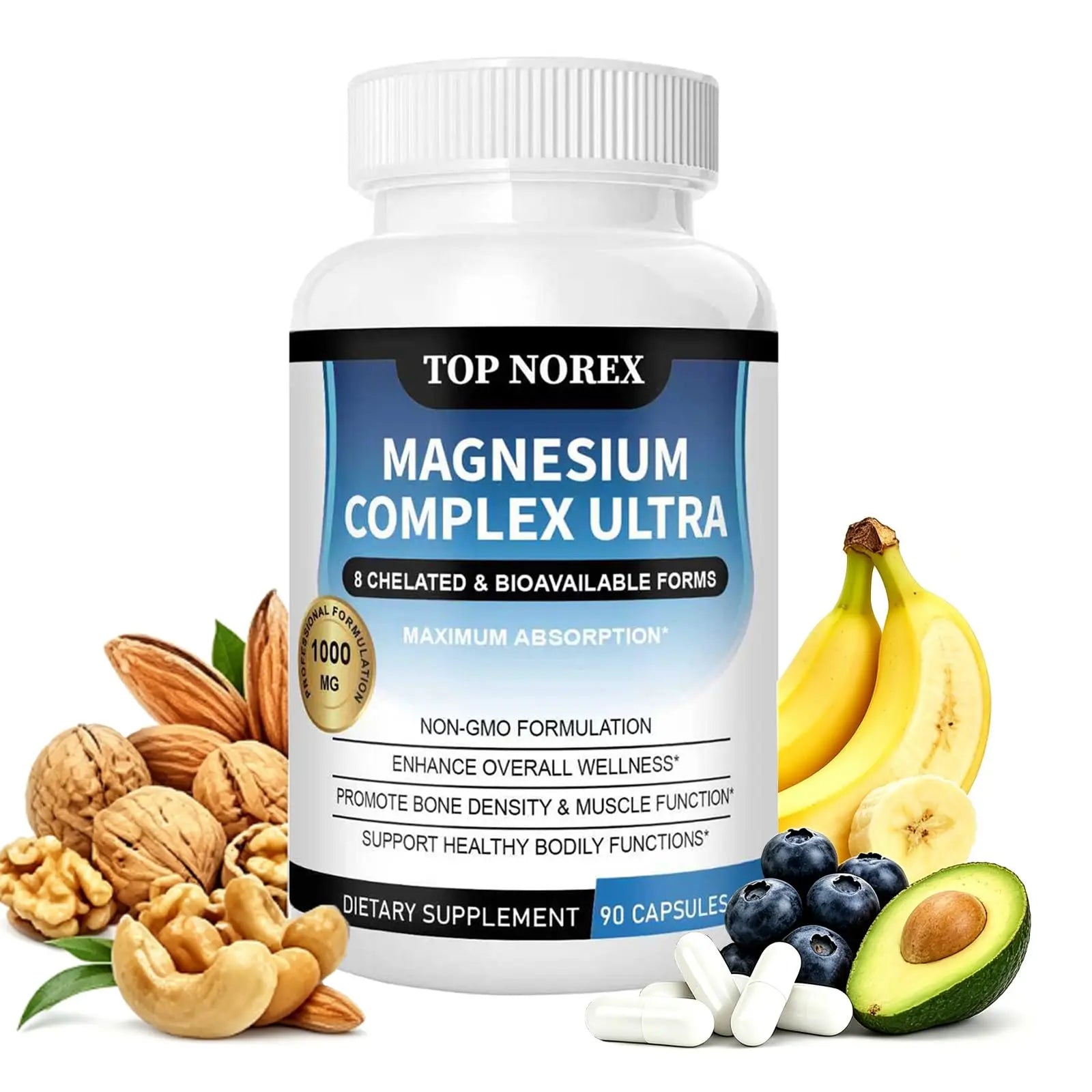 Top Norex Magnesium Complex Ultra - 8 Elemental 1000mg Magnesium Blend, Easy Absorption, 90 Capsules (1) Top NorexAu supplements