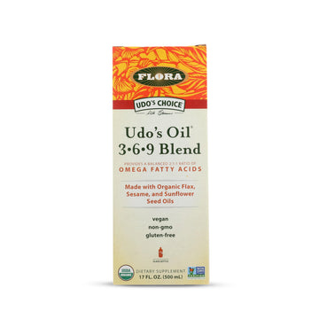 Flora - Udo's Choice Omega 369 Oil Blend, Made with Organic Flax, Sesame & Sunflower Seed Oils, Plant-Based Vegan Omega Fatty Acids, Based on Ideal 2:1:1 Ratio, 17-fl, oz. Glass Bottle FloraAu supplements