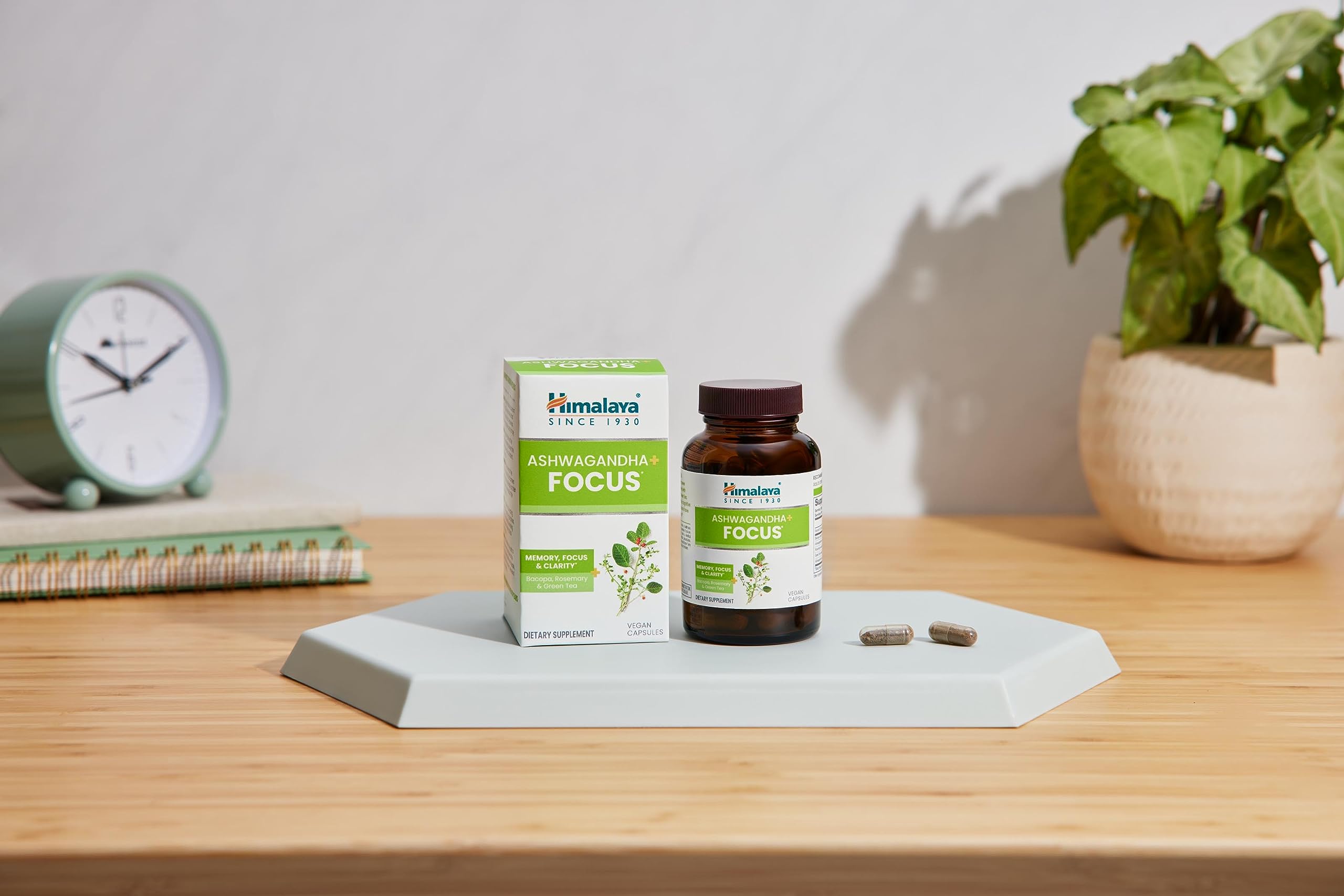 Himalaya Ashwagandha+ Focus - Herbal Focus Supplement with B12, Rosemary, Green Tea, and Bacopa Nootropics for Memory and Clarity - Vegan, Non-GMO, Gluten Free, 1690 mg, 60 Caplets HimalayaAu supplements