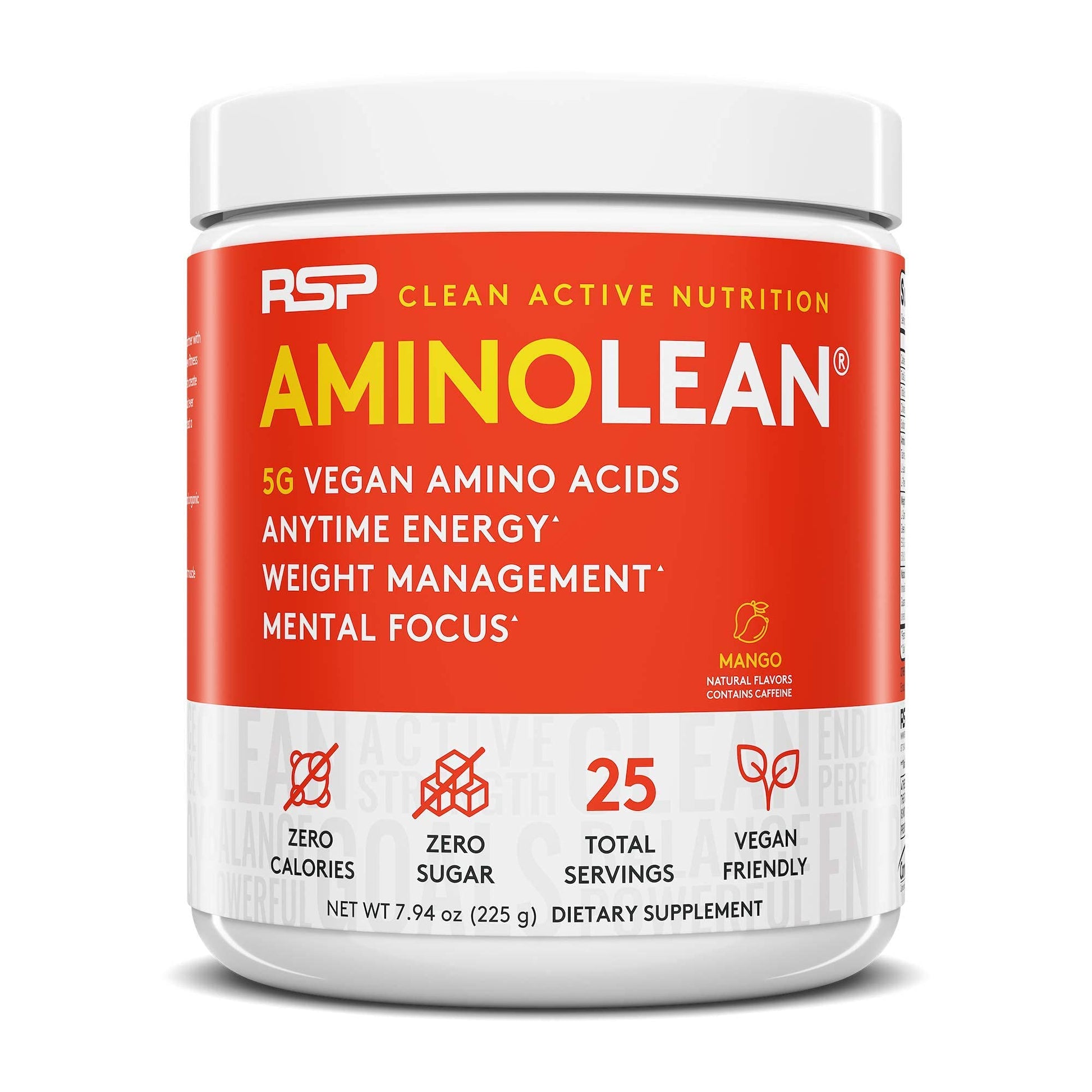 RSP NUTRITION Vegan AminoLean Pre Workout Energy (Mango 25 Servings) with AminoLean RSP NUTRITIONAu supplements