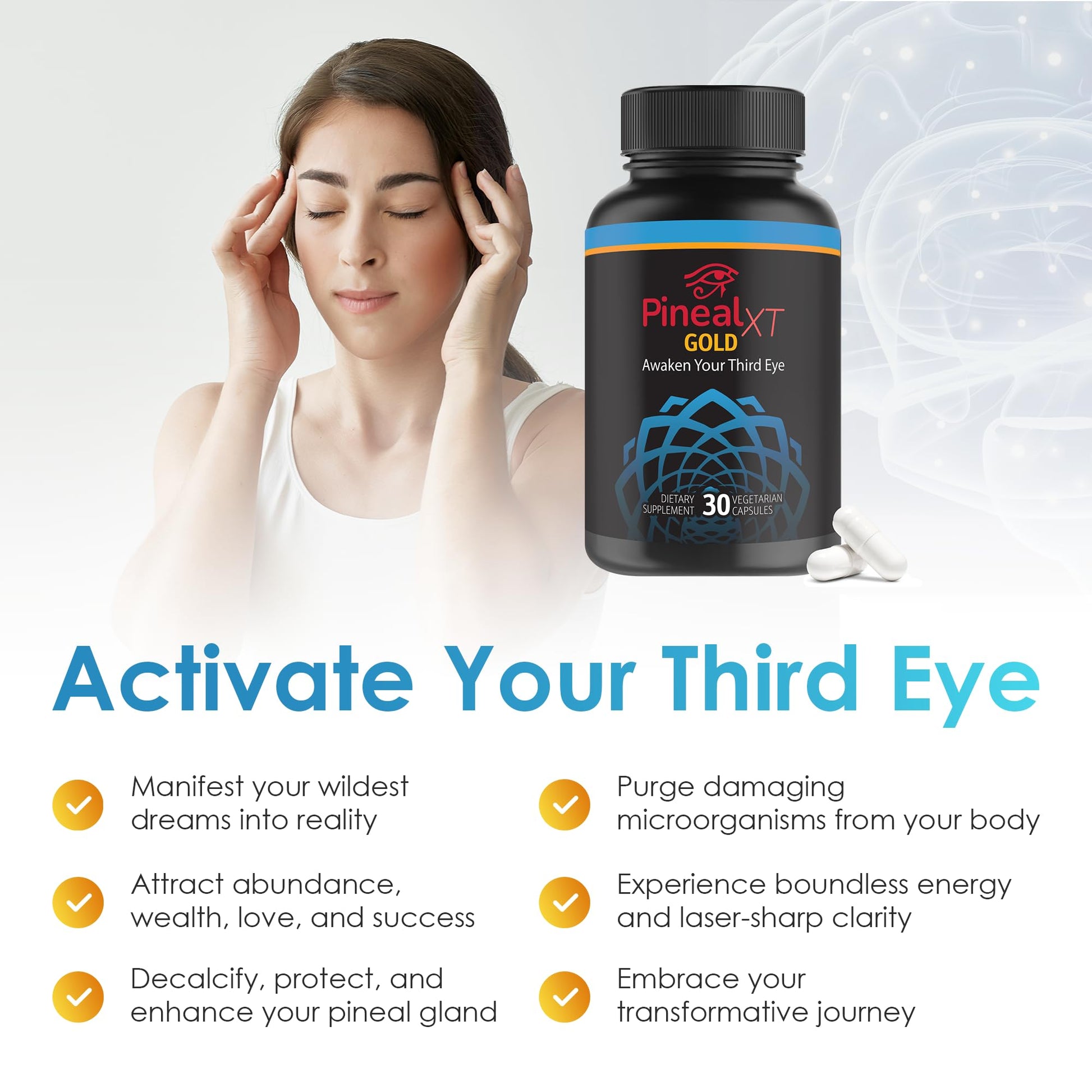 Nutraville Pineal XT Gold - Pineal Gland Supplement - Third Eye Awakening - Focus and Memory Supplement for Brain - 7 Powerful Ingredients Decalcify, Detox, and Activate Your Pineal Gland, 2 Pack NutravilleAu supplements