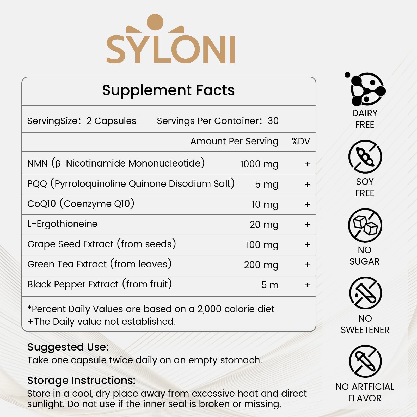 Syloni NMN Supplement 1000mg, 99% Pure NMN 4-in-1 NAD+ Booster with PQQ, CoQ10, L-Ergothioneine, 60 Capsules Nicotinamide Mononucleotide - Anti-Aging, Energy Boost, DNA Repair for Adults, Vegan SyloniAu supplements